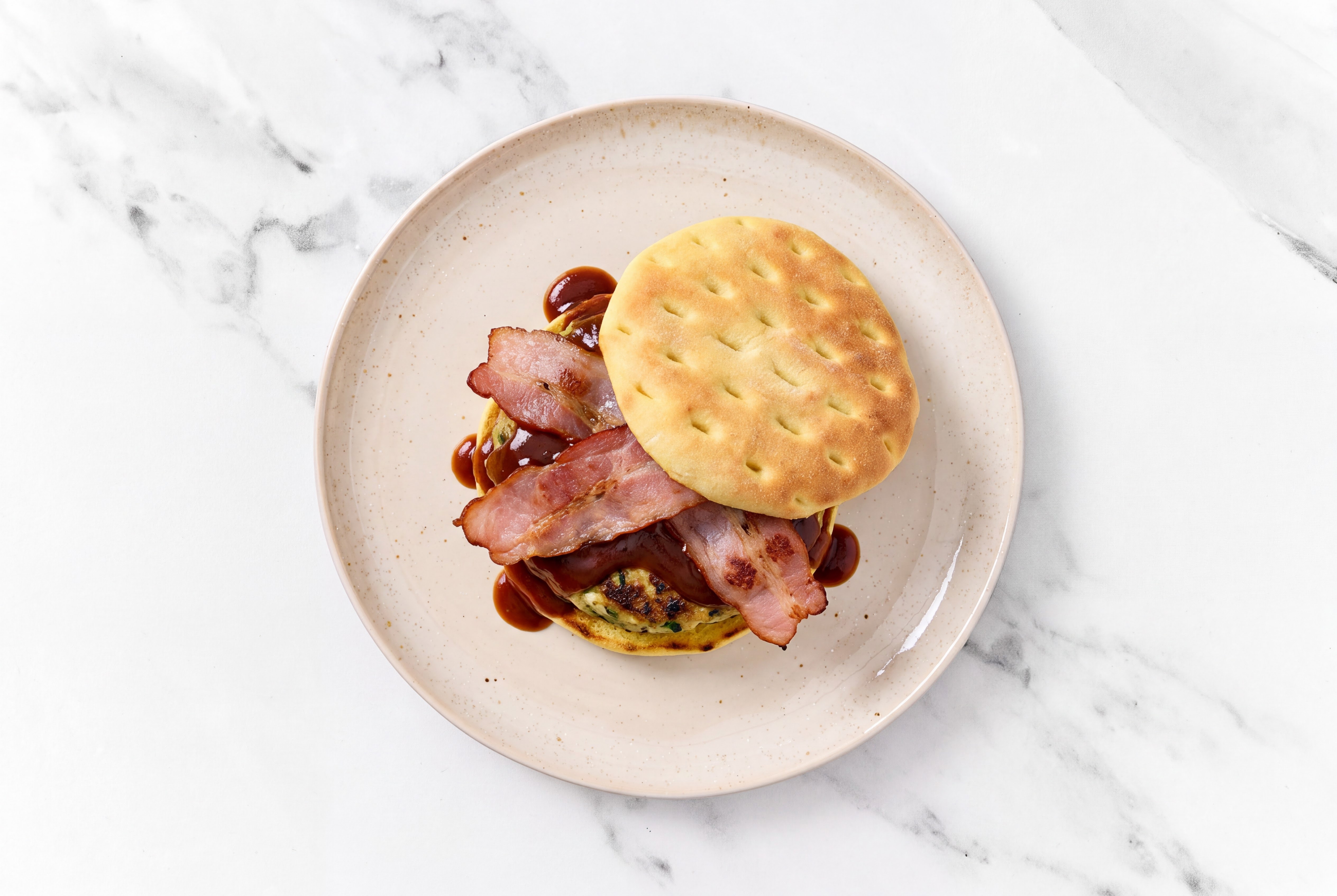 Garlic Turkey Burger on Brioche Thin Buns with BBQ & Turkey Bacon
