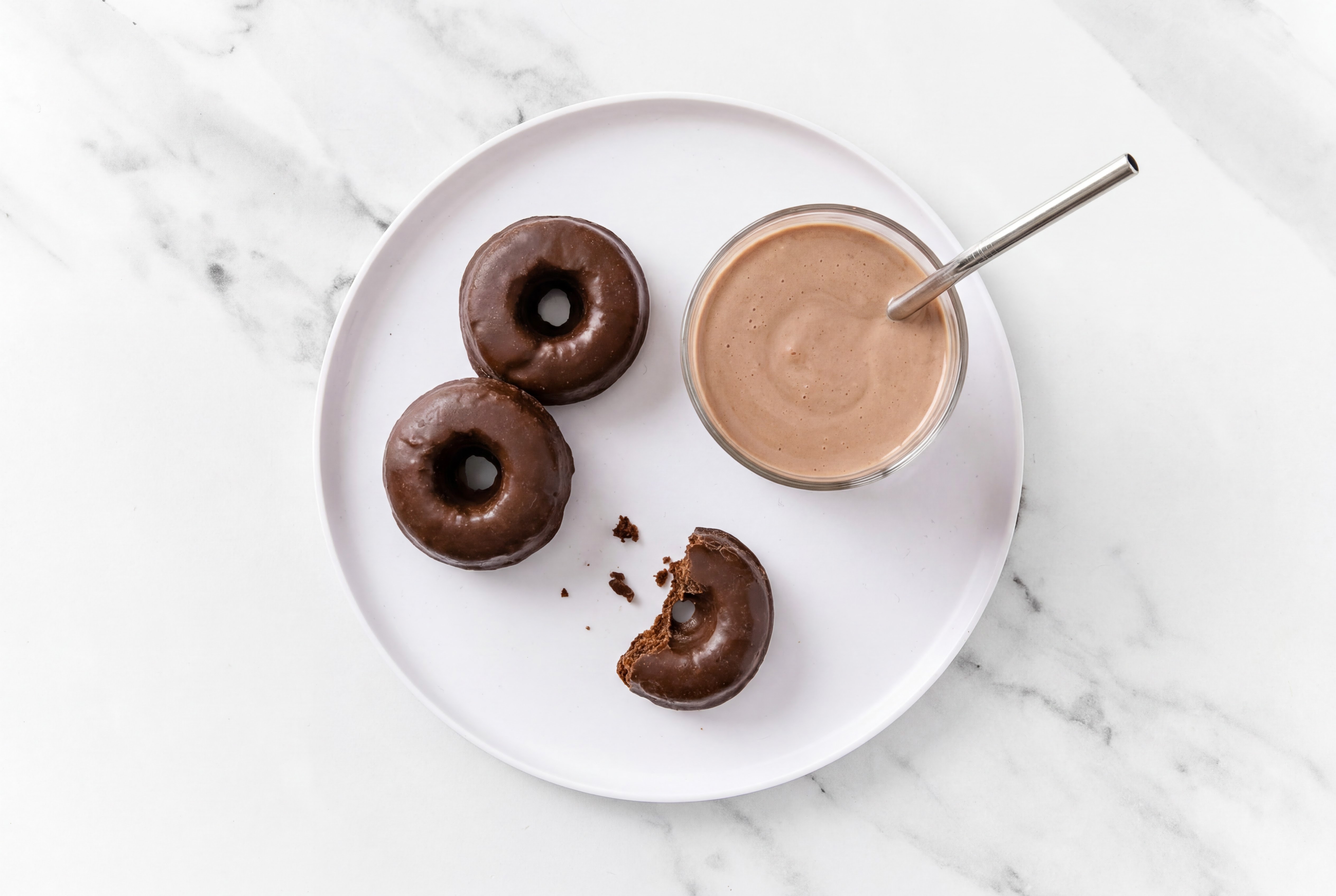 Plant-Based Mini Chocolate Donuts & Cacao Bean Protein Shake