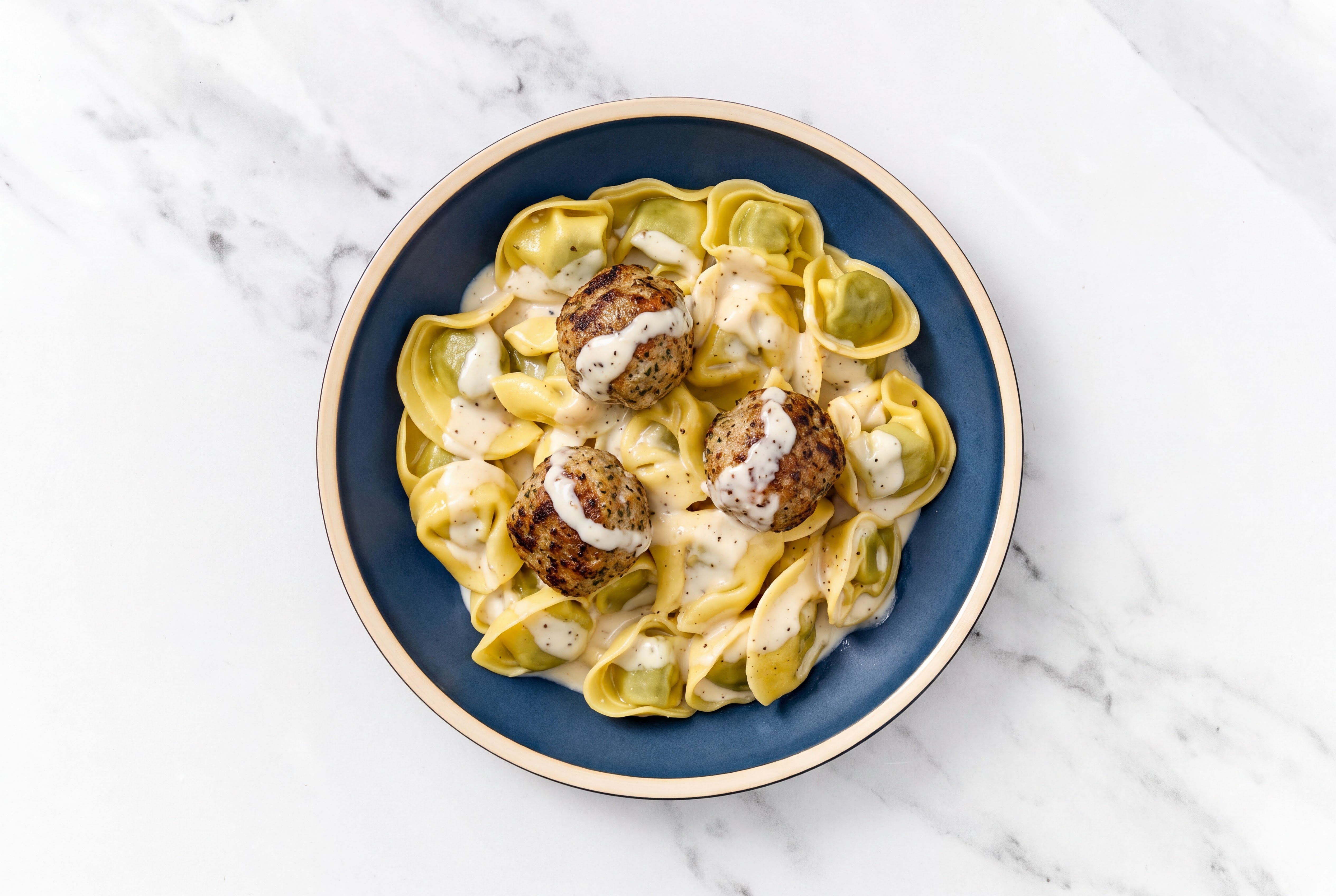Alfredo Tortellini with Meatballs