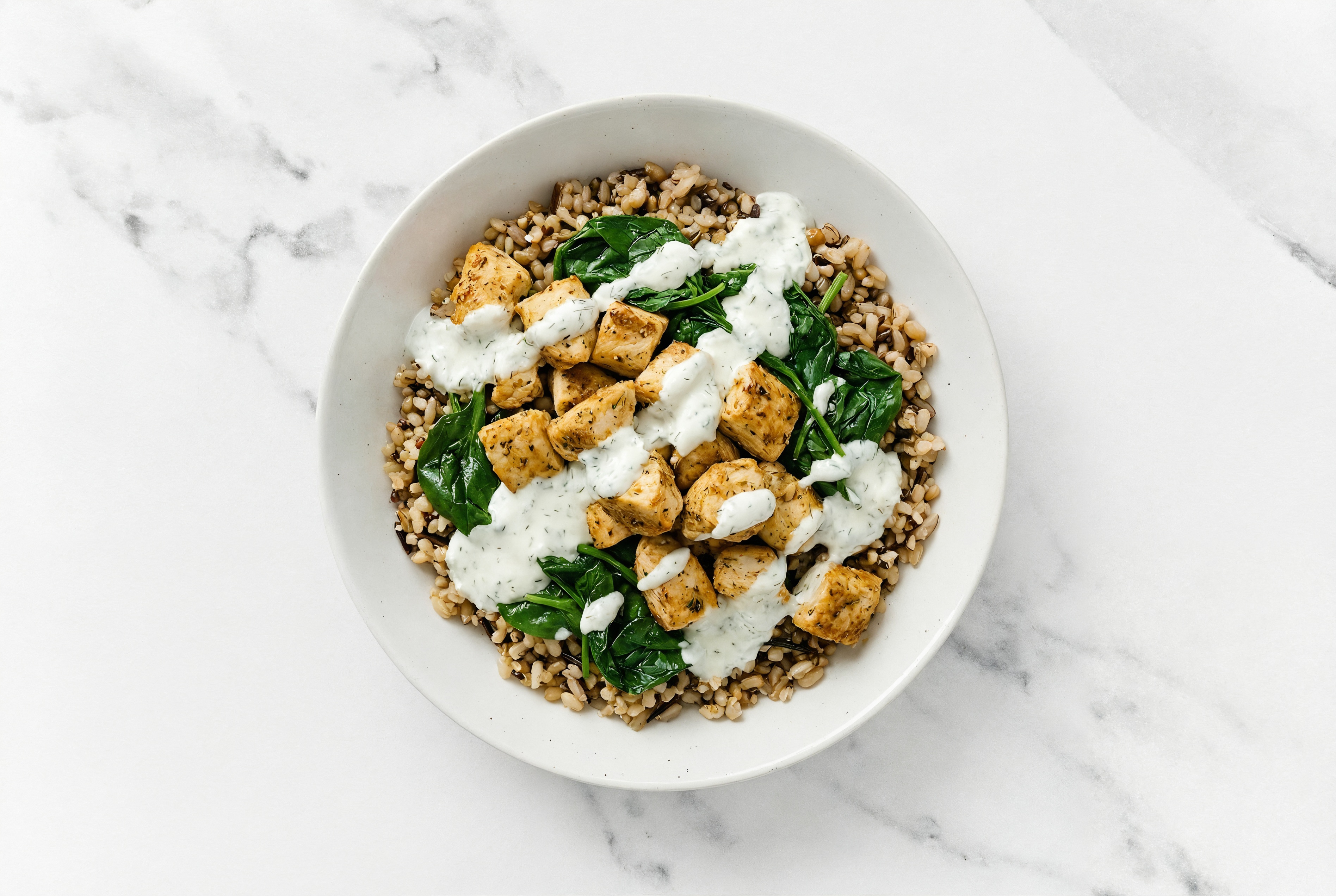 Chicken & Spinach Seven Grain Blend Bowl with Tzatziki