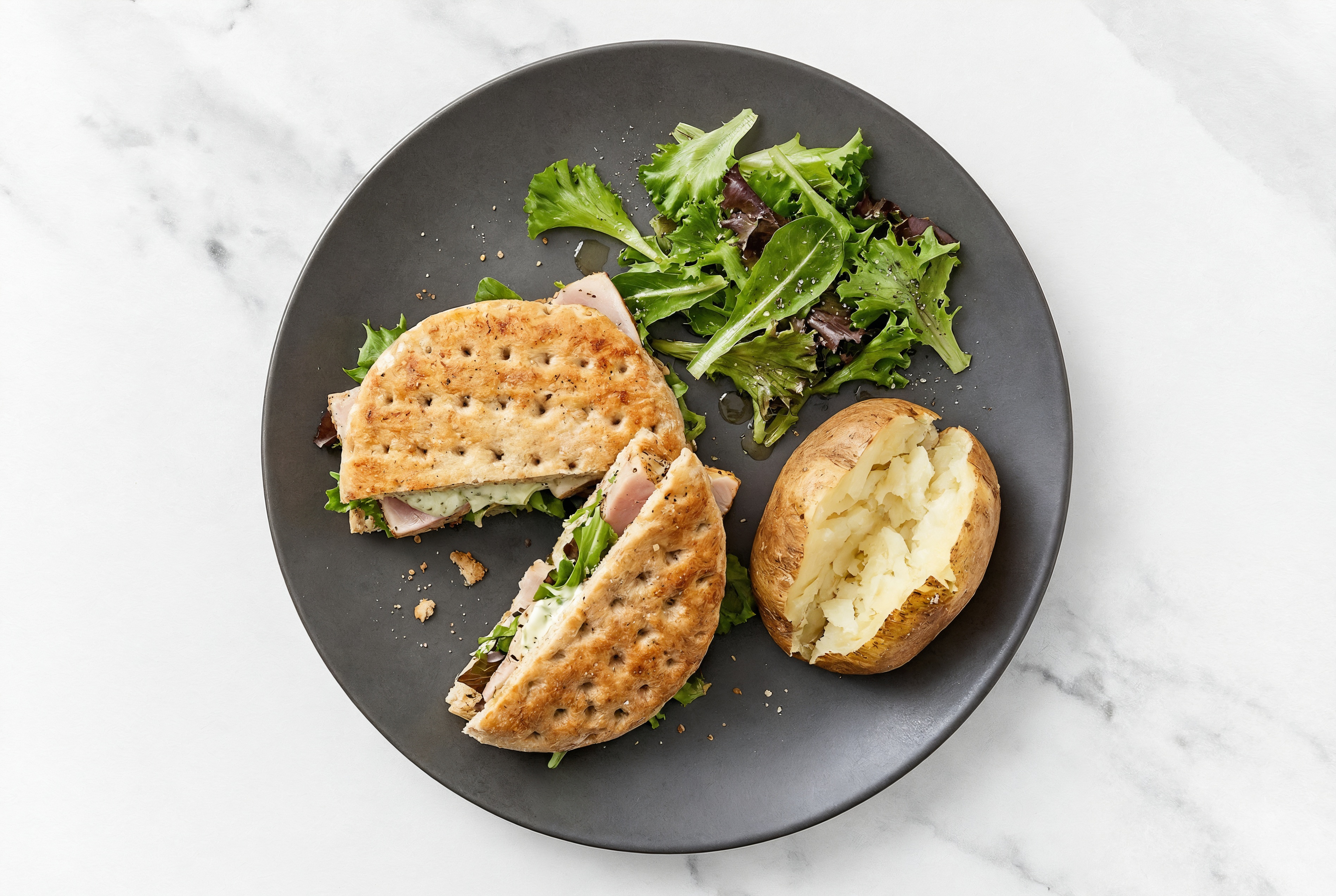 Dill Pickle Tuna Sandwich on Multigrain with Spring Mix + Russet Potato