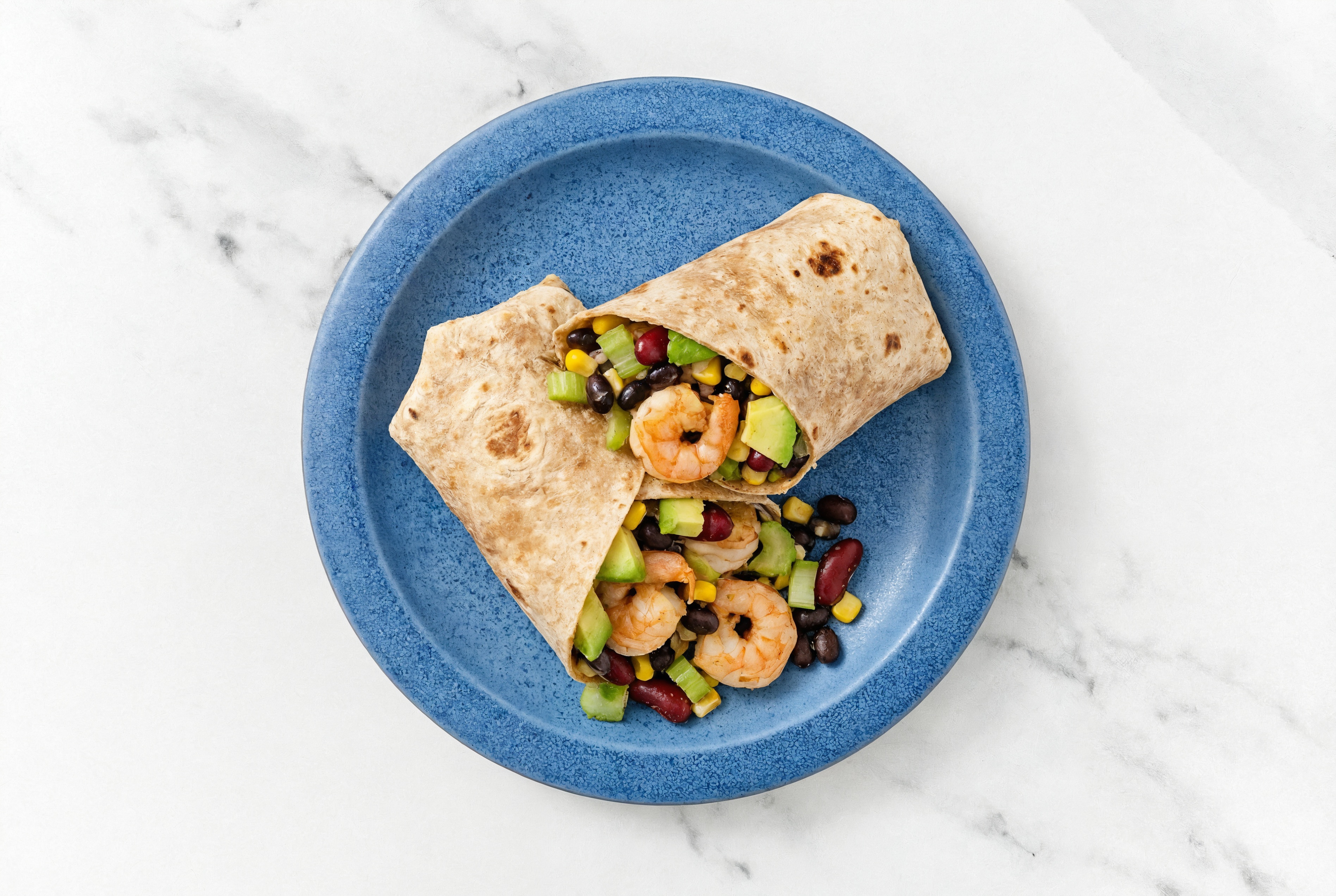 Simplest Shrimp, Avocado + Corn Wrap
