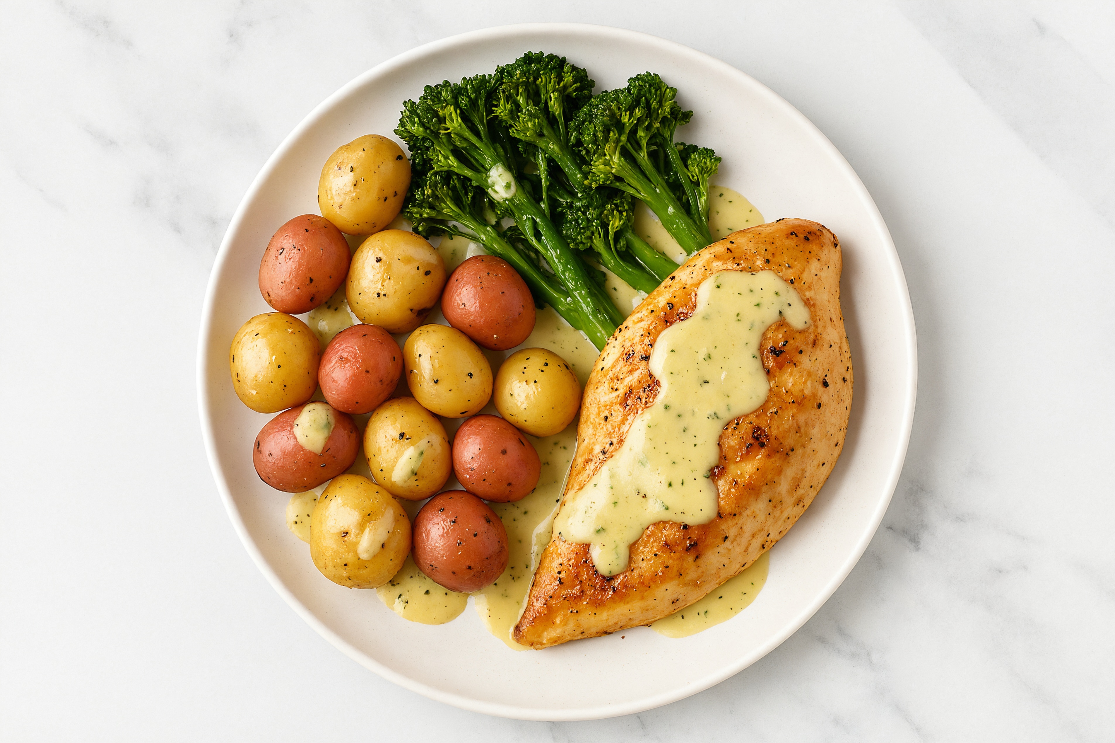 Caesar Boneless Skinless Chicken Breast, Baby Broccoli + Potatoes