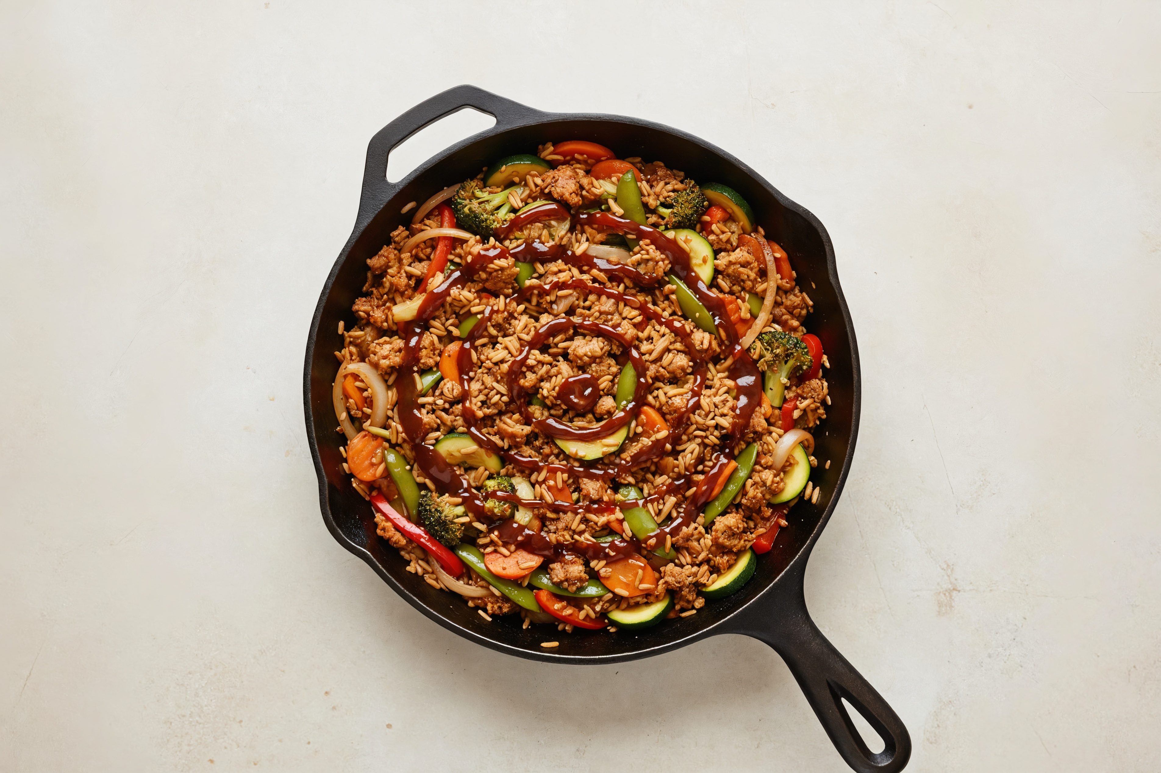 Teriyaki Veggie + Ground Turkey Stir-Fry with Brown Rice