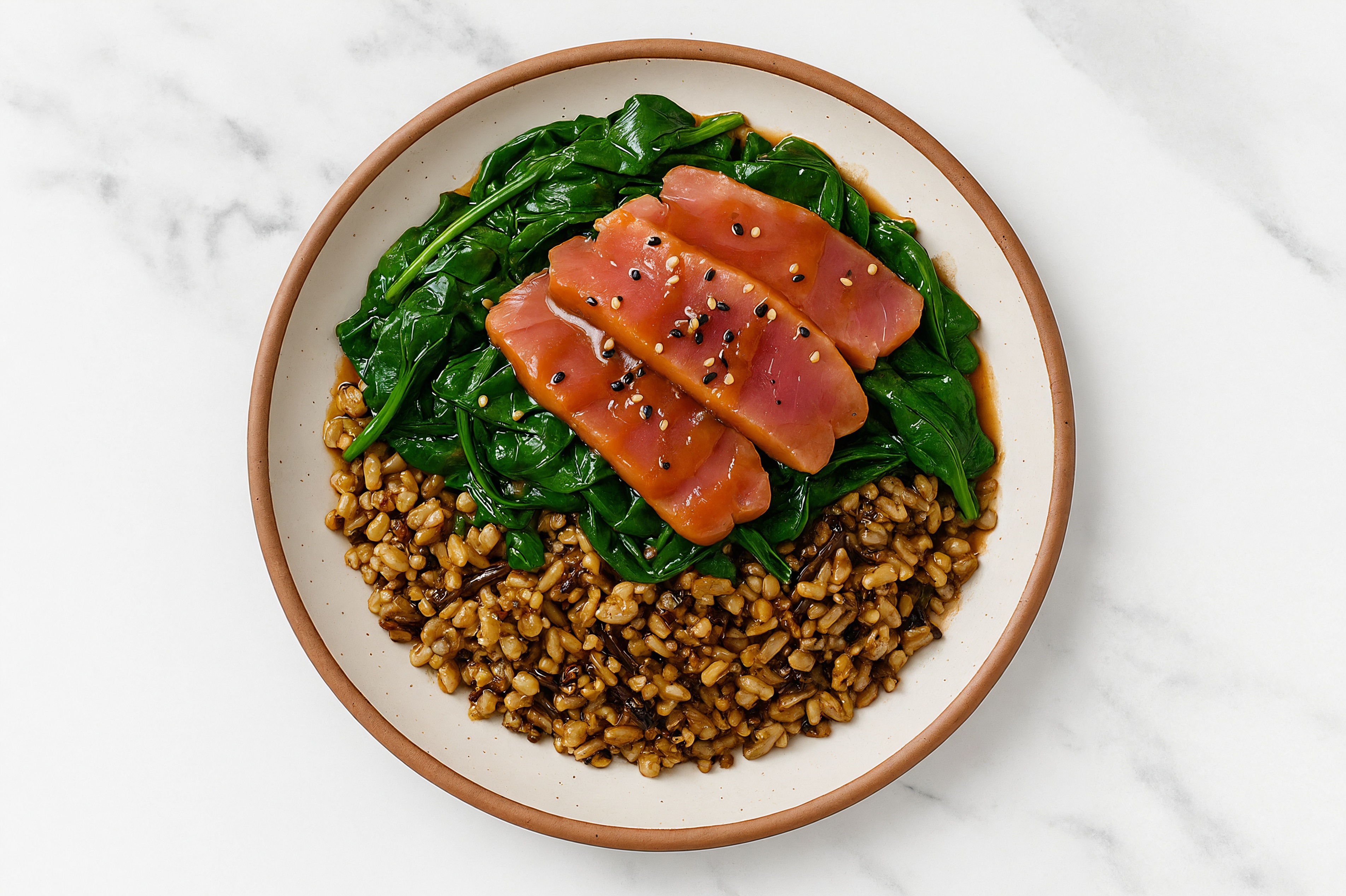 Tuna Seven Grain Bowl with Sesame-Ginger & Organic Spinach