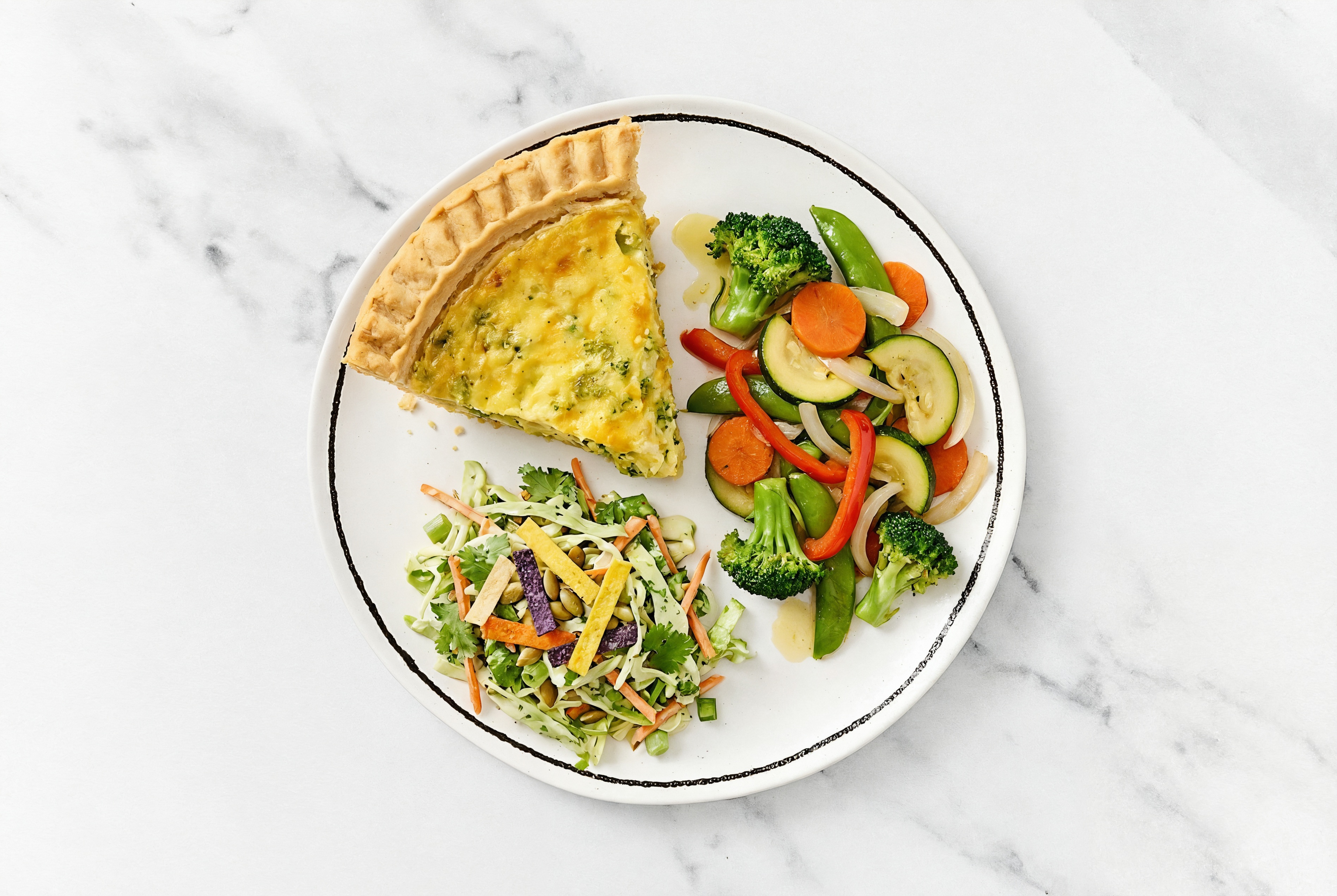 Broccoli & Cheddar Quiche with Veggies & Southwest Salad