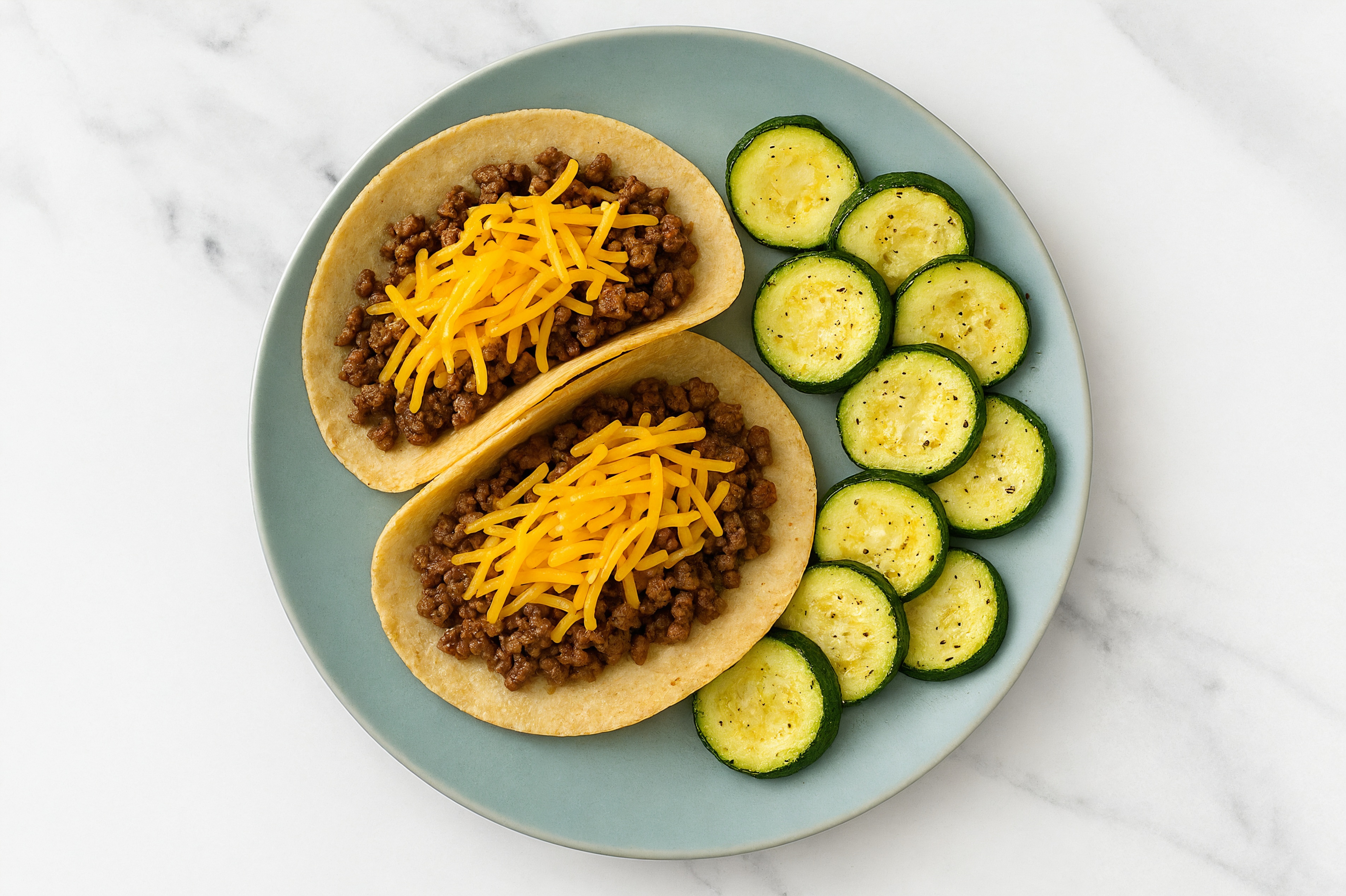 Savory Cheesy Ground Beef Tacos + Zucchini