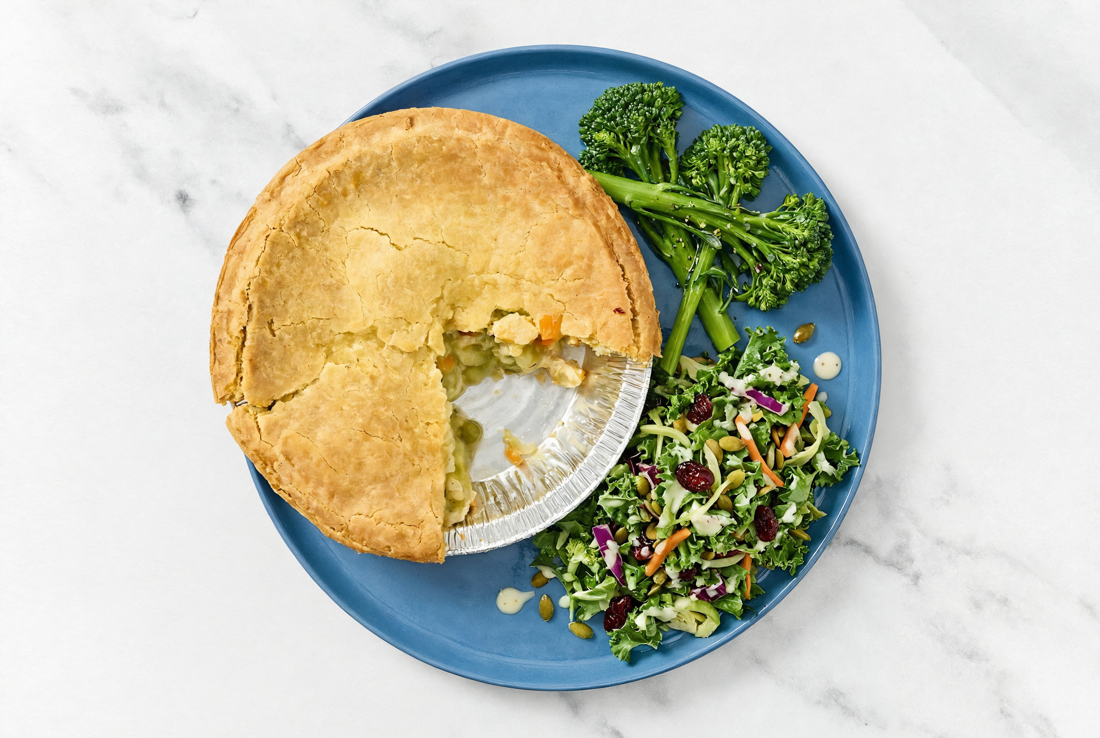 Chicken Pot Pie with Baby Broccoli & Kale Salad