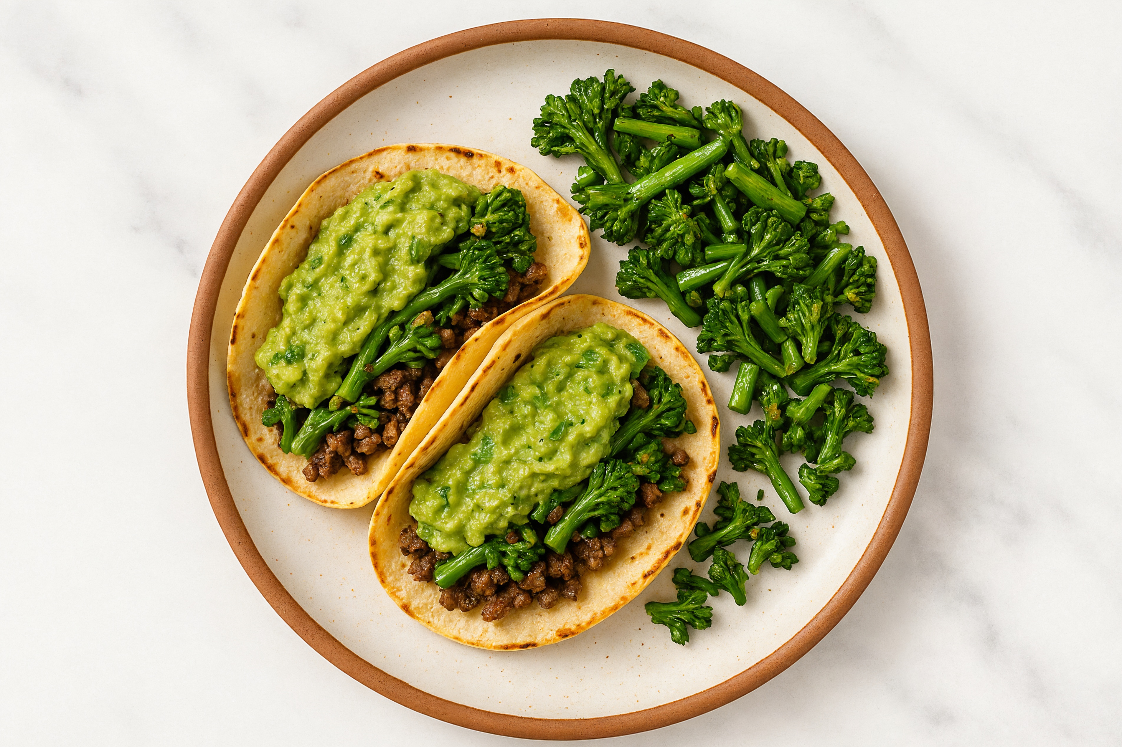 Herby Beef + Broccoli Tostadas