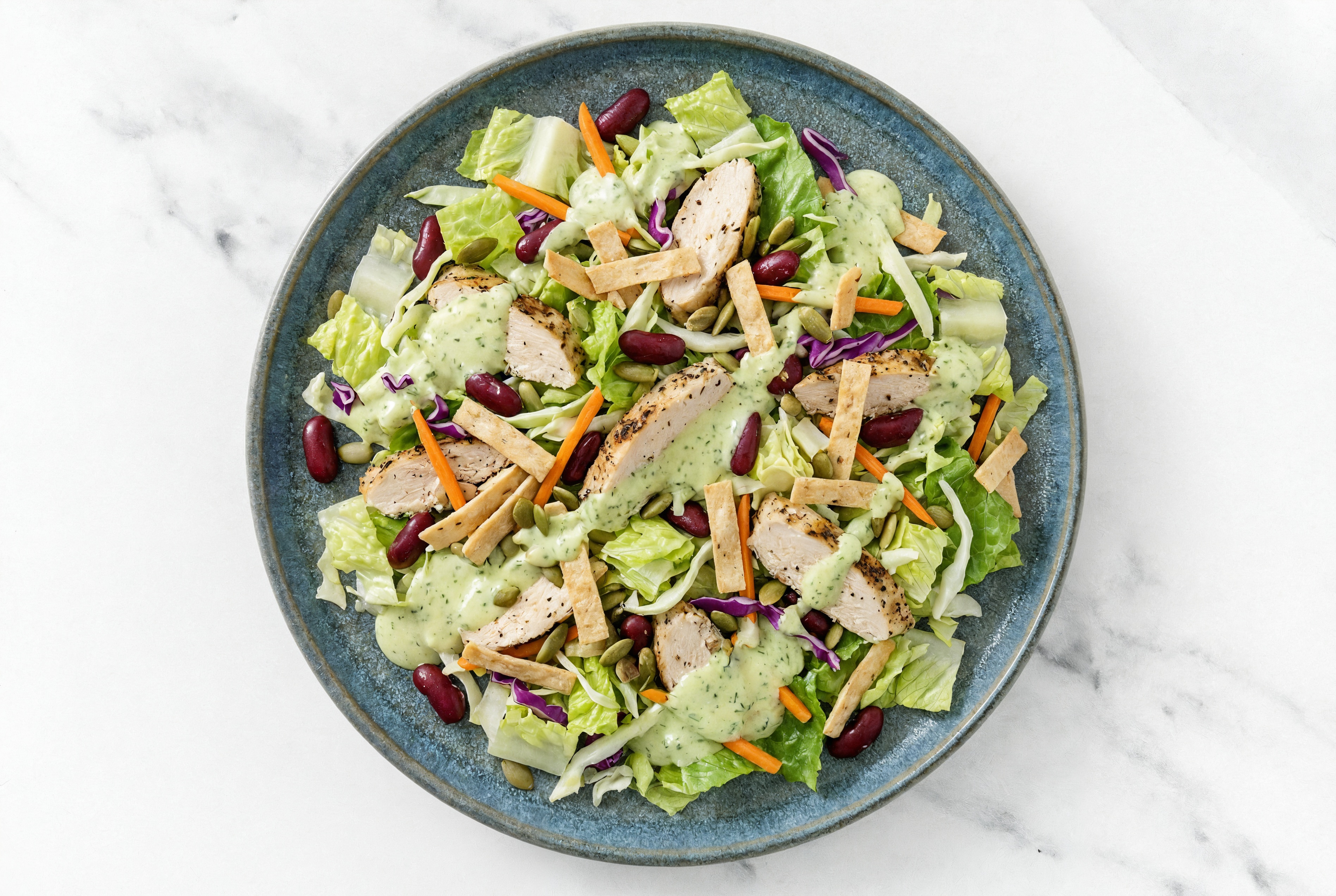 Grilled Chicken + Kidney Bean Green Goddess Salad