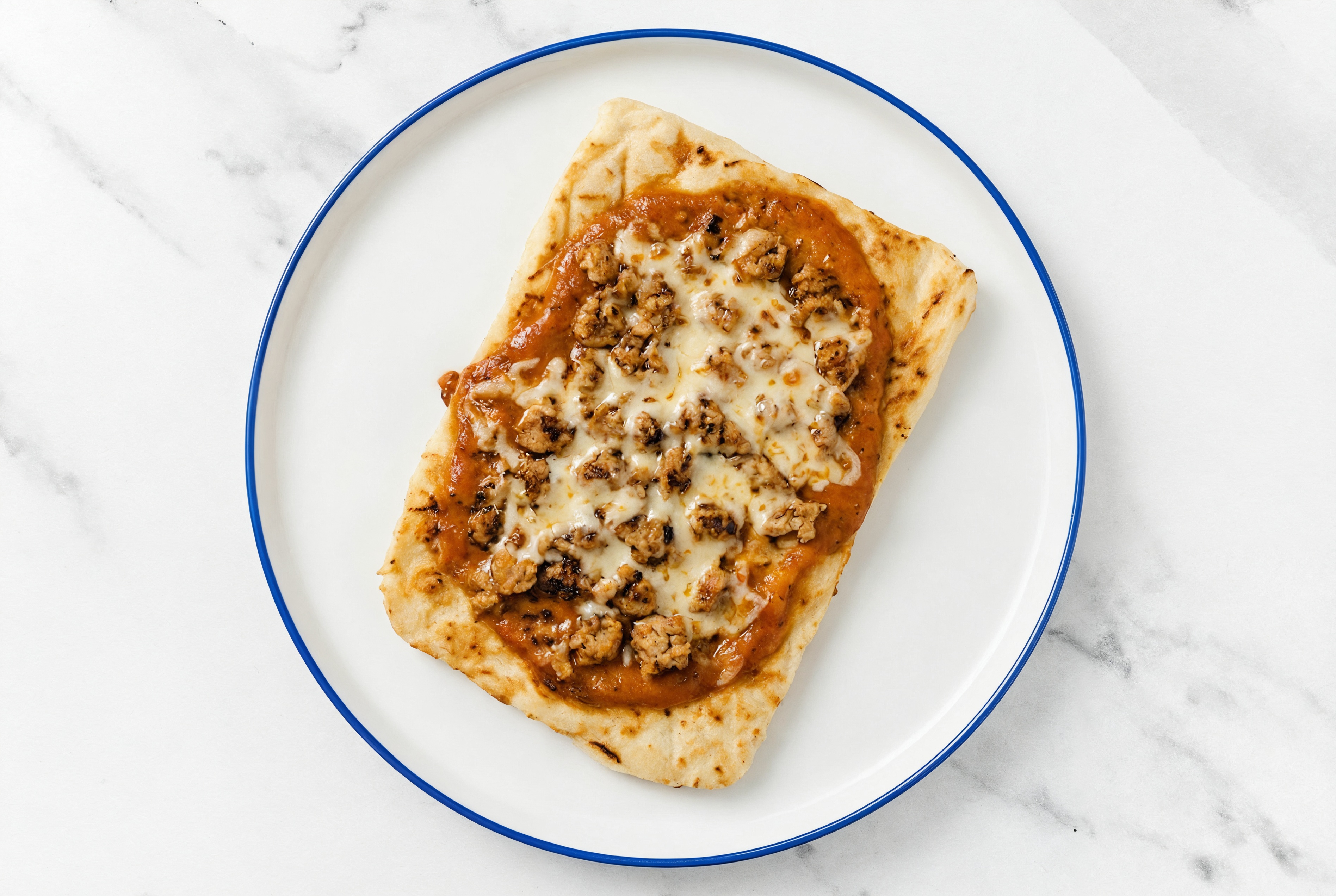 Spiced Tikka Ground Turkey Grilled Pizza with Mild Havarti