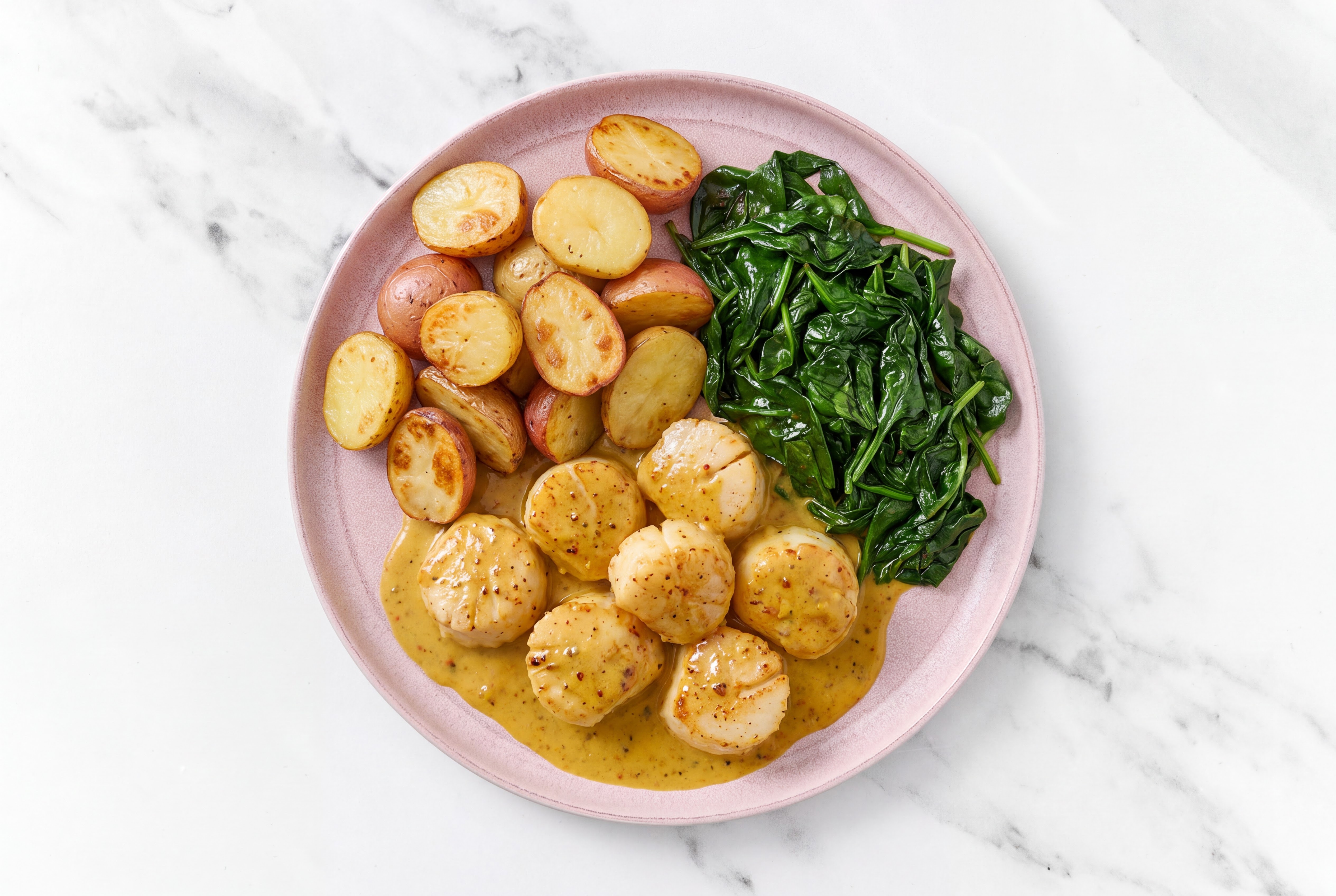 Curry Jumbo Scallops with Creamer Potatoes