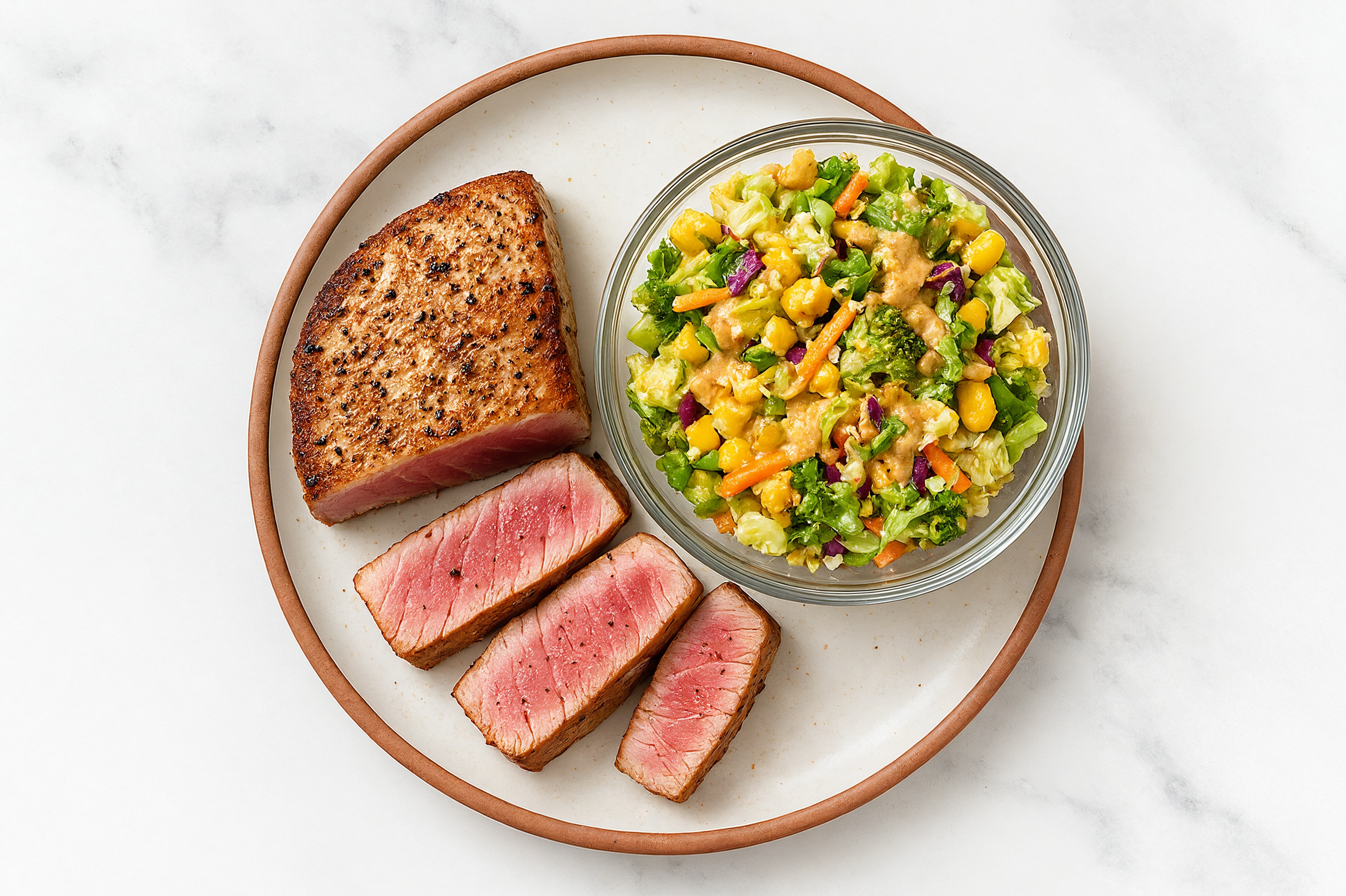 Street Corn Salad with Tuna Steaks
