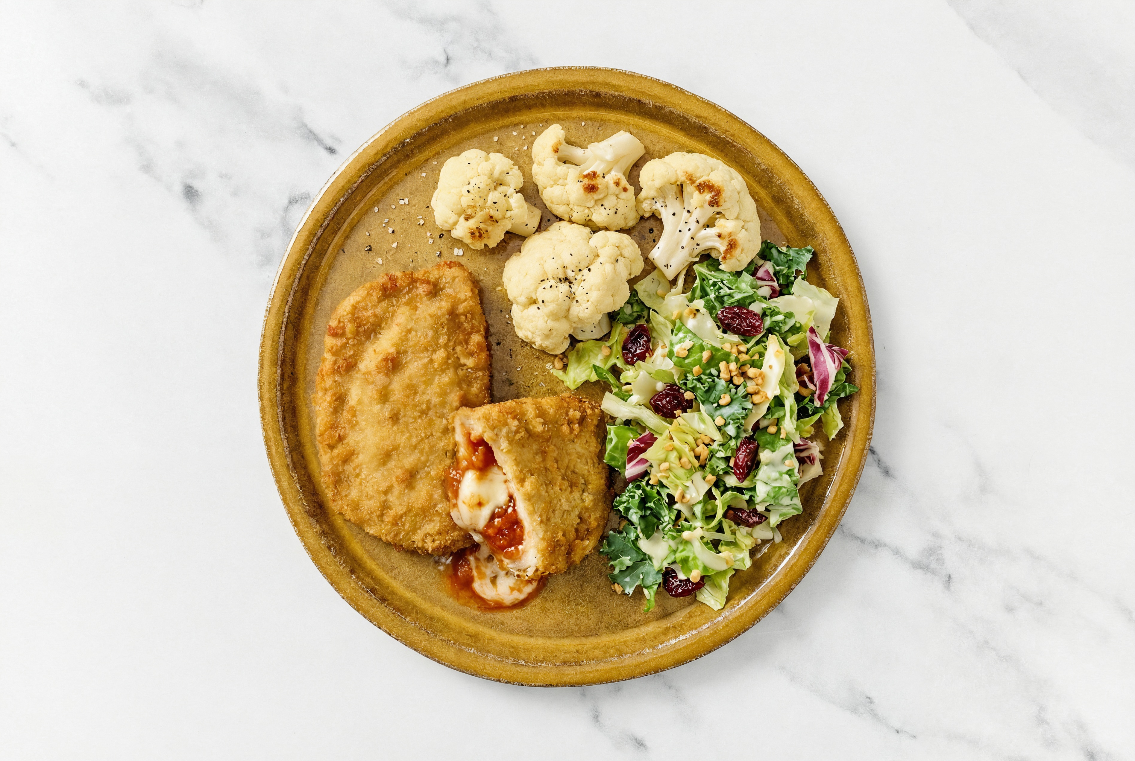 "Chicken" Parm with Cauliflower & Honey Citrus Salad