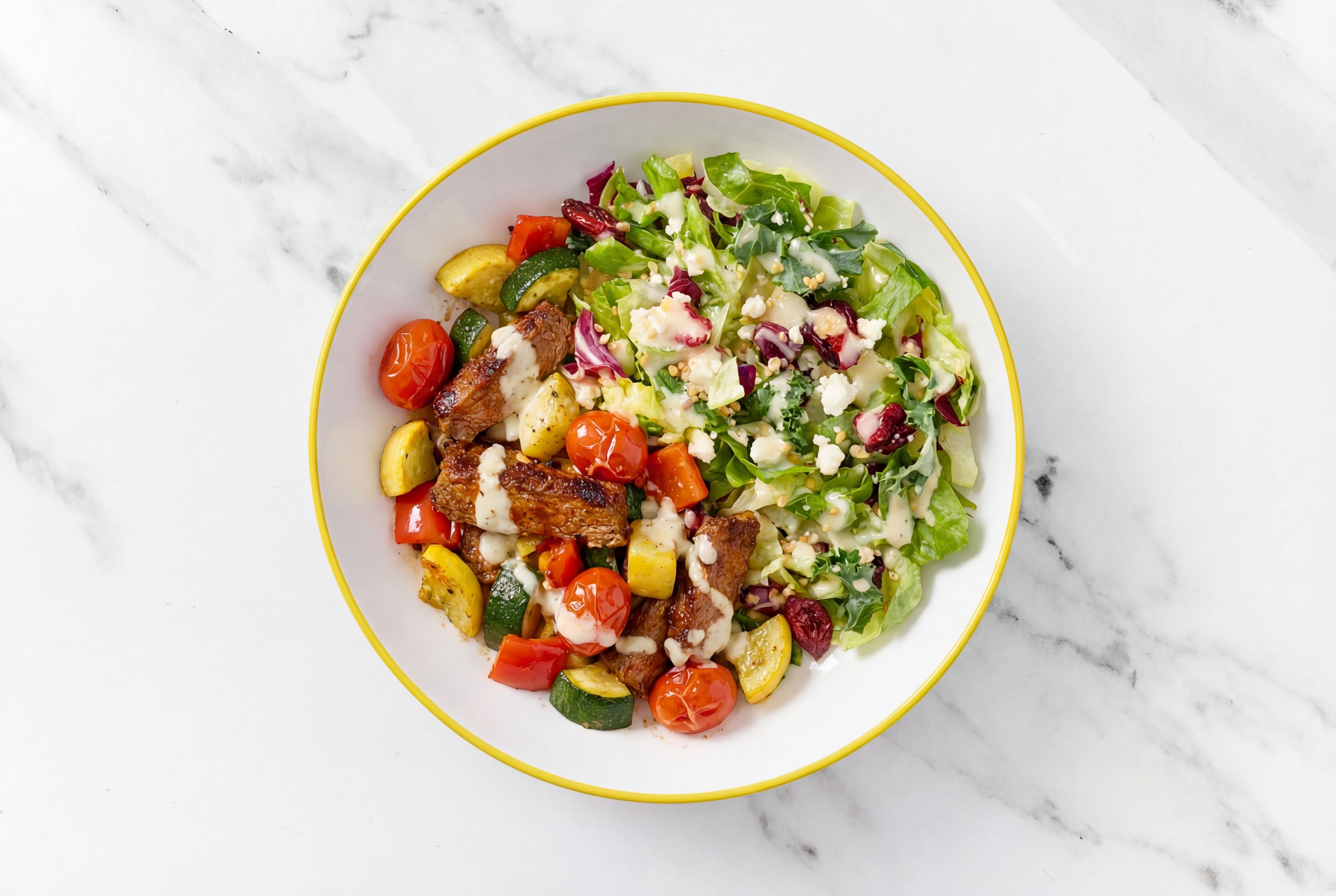 Garlic Baked Flank & Squash with Honey Citrus Salad