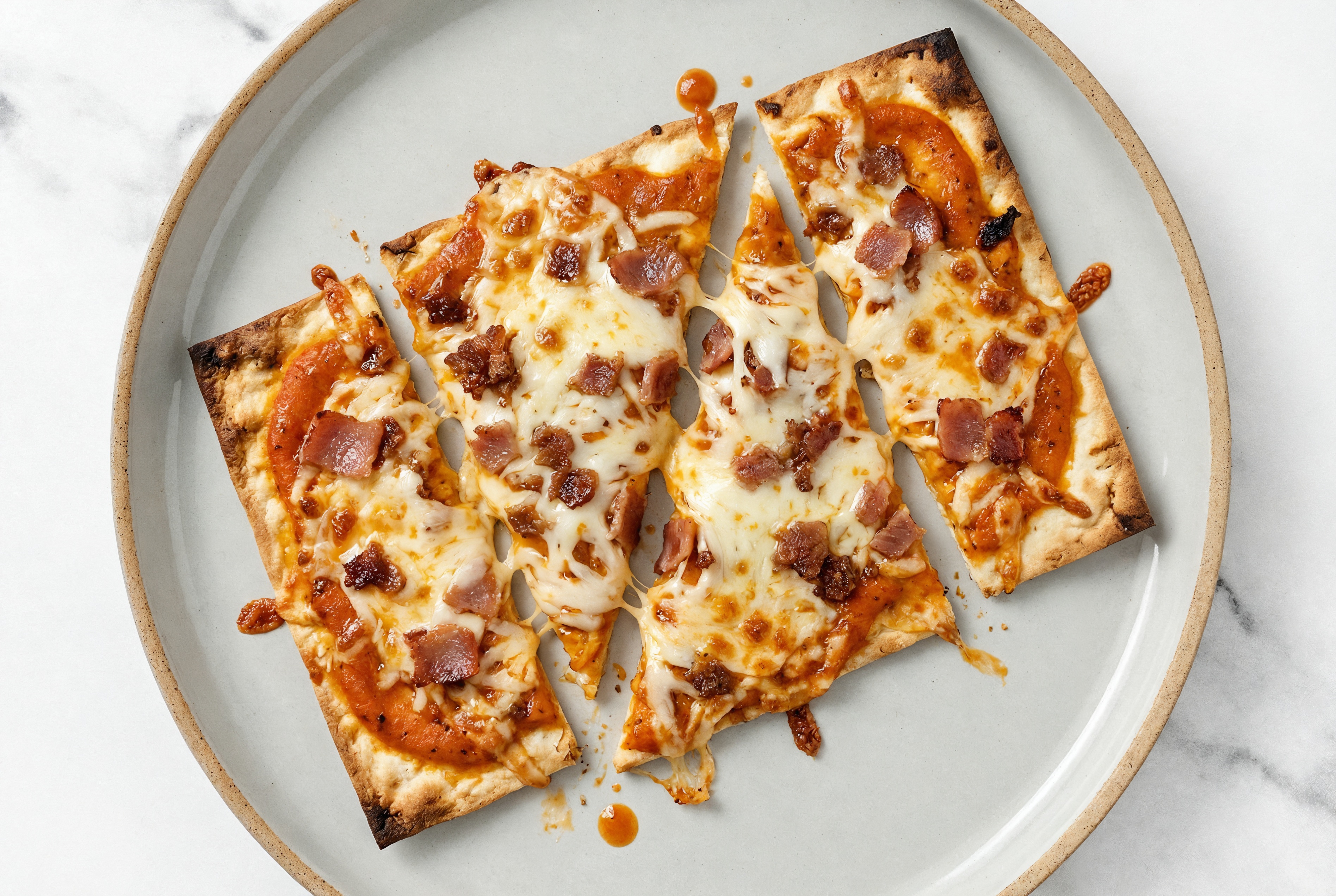 Spiced Tikka Turkey Bacon Lavash Pizza with Mozzarella