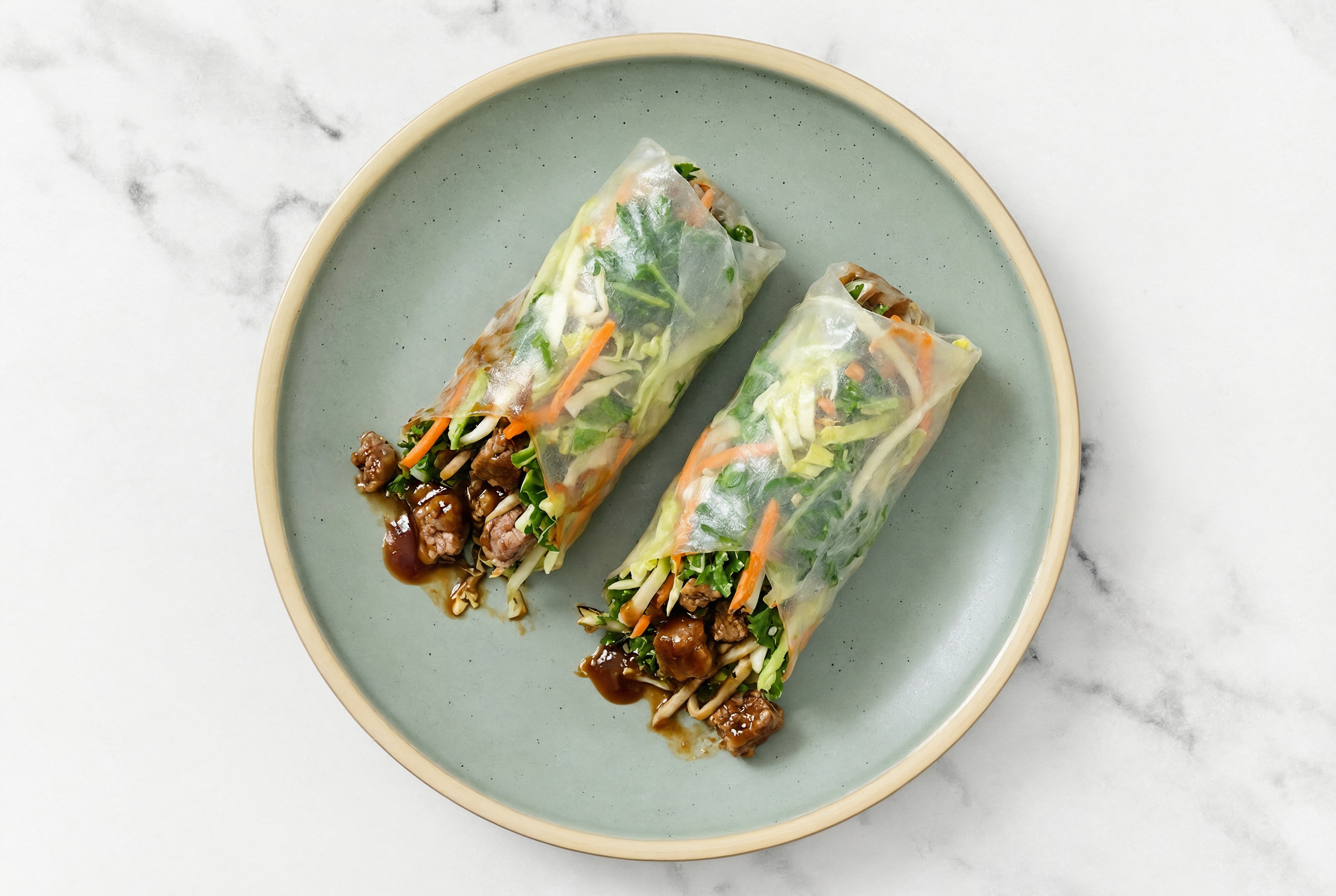 BBQ Ground Beef Summer Rolls with Original BBQ Sauce