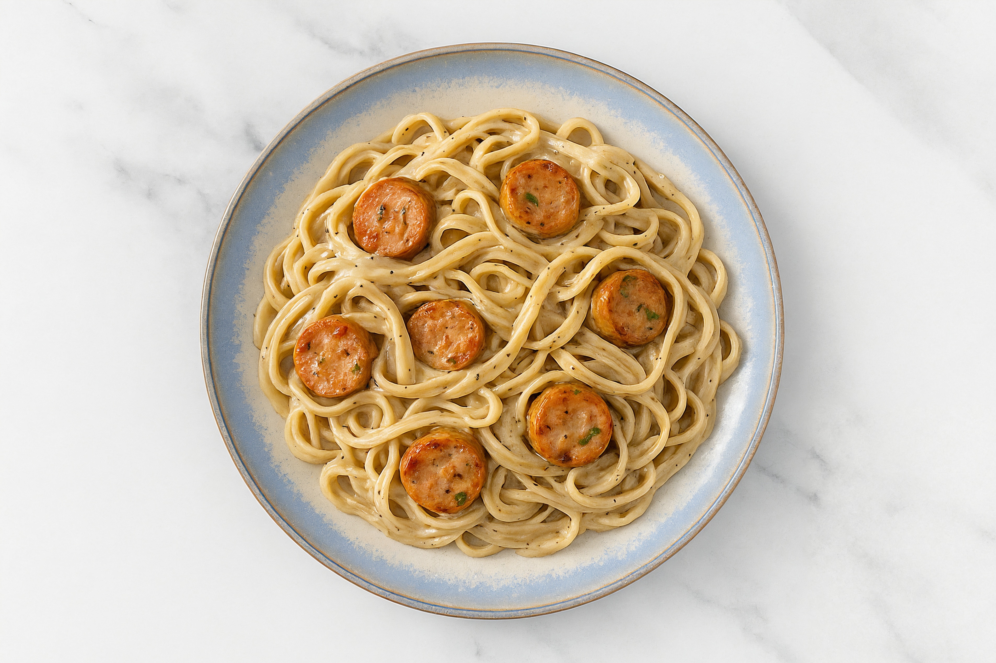 Truffle Egg Pasta with Italian Chicken Sausage with Cauliflower Linguine