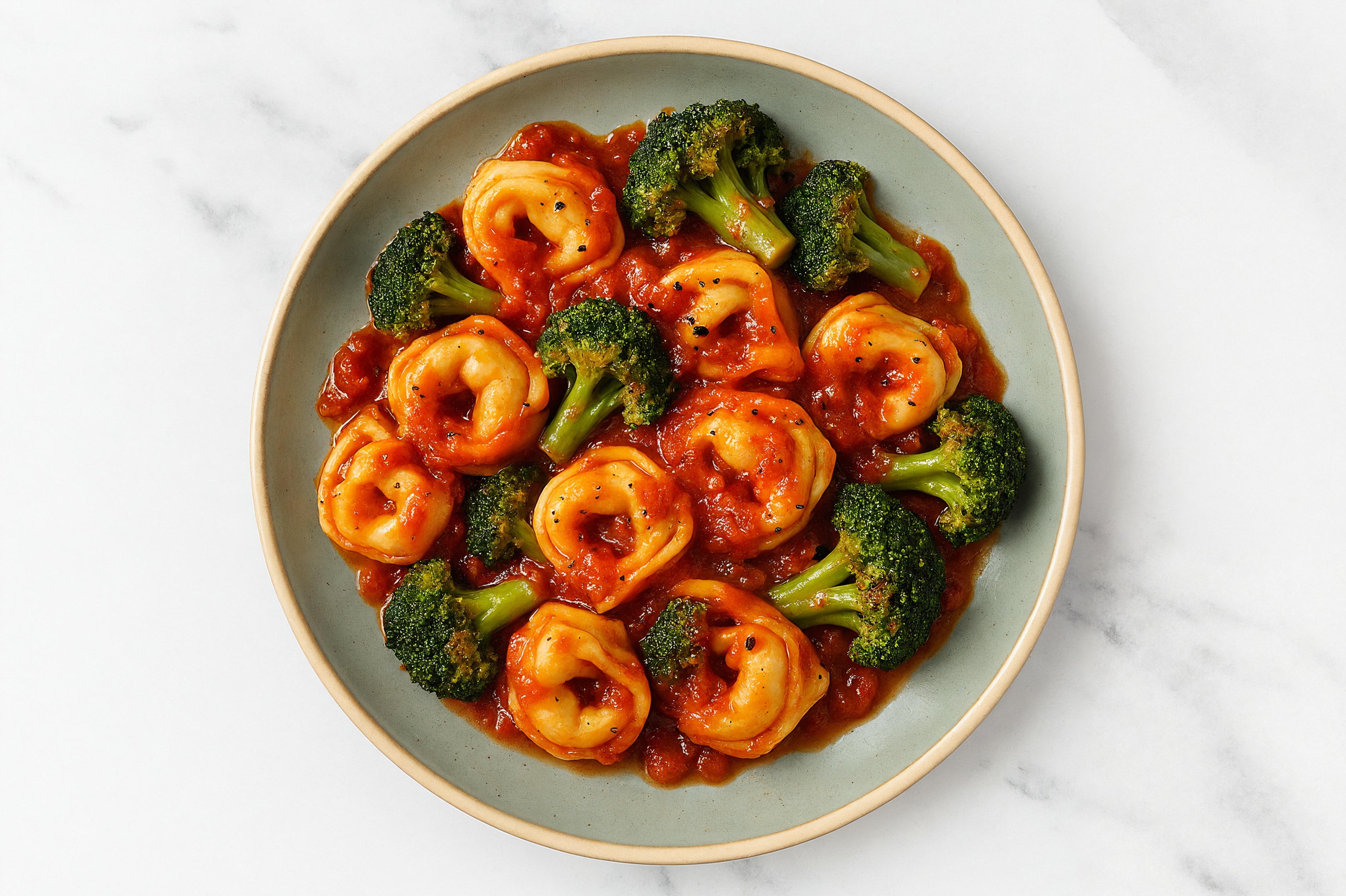 Red-Sauce Tortelloni with Broccoli