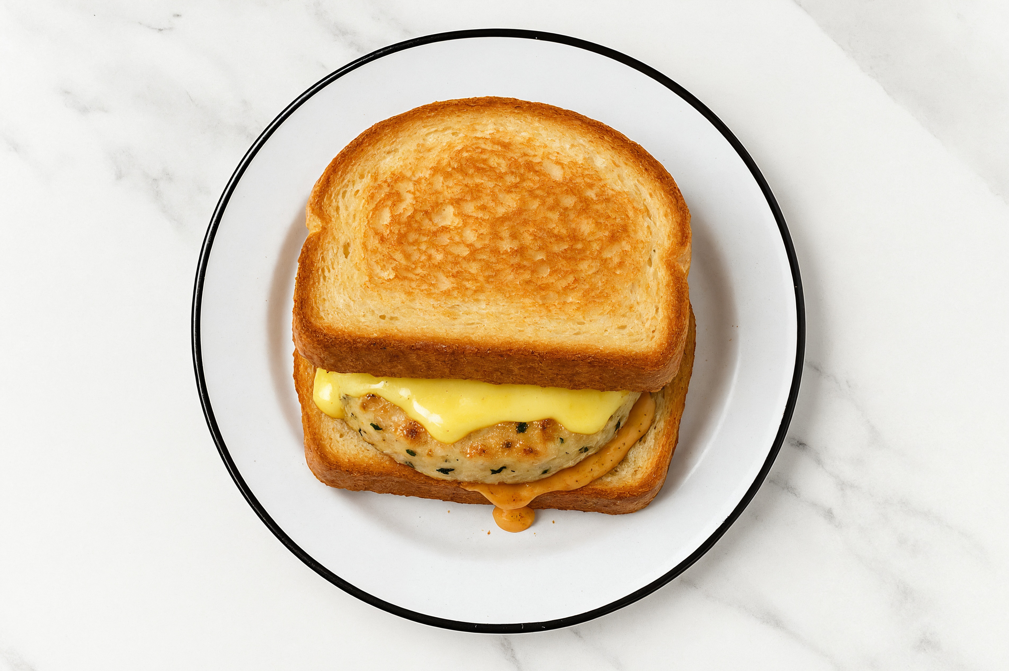 Havarti Chicken Burger on GF Bread with Smoky BBQ Sauce