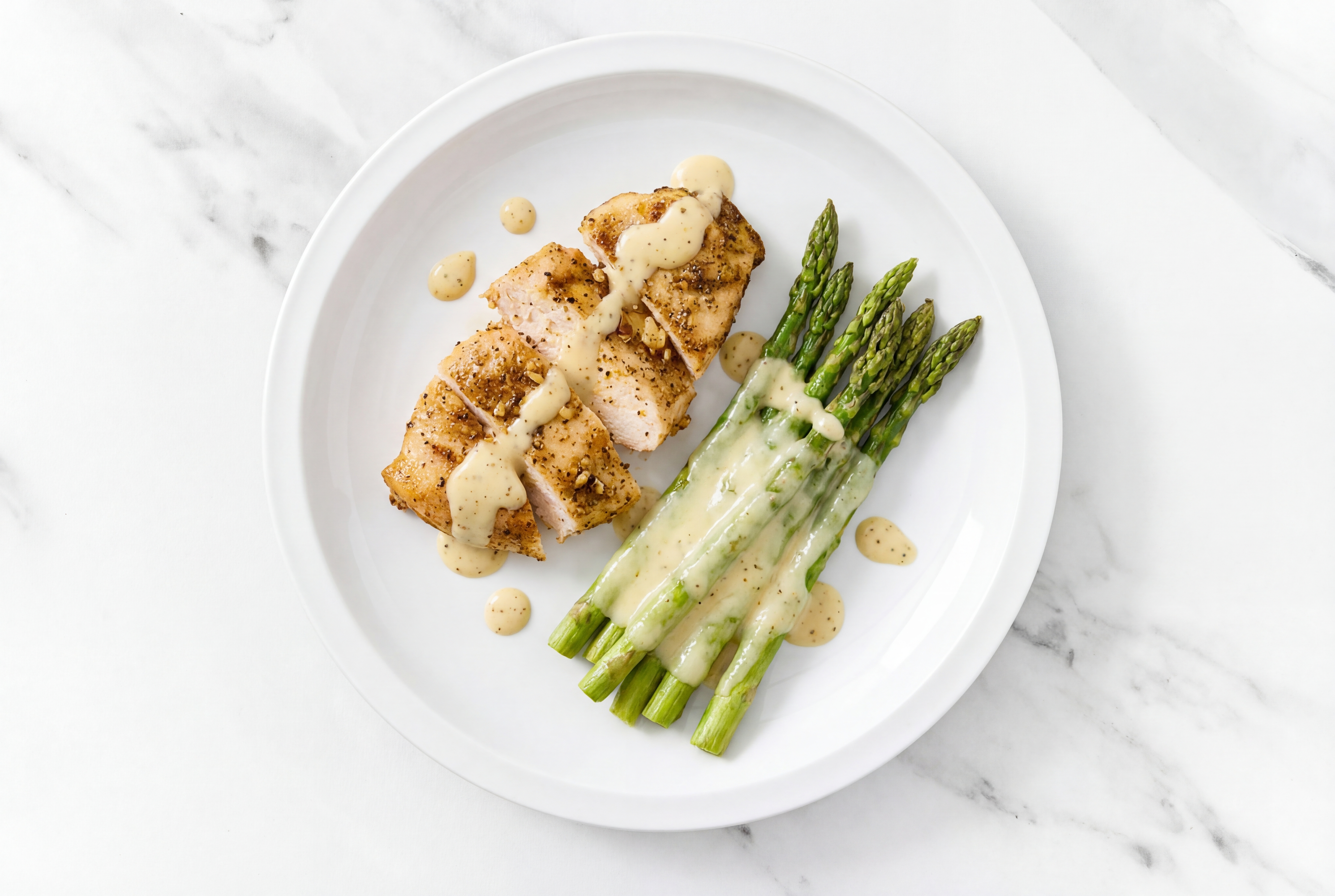 Peppery Chicken + Cheesy Asparagus