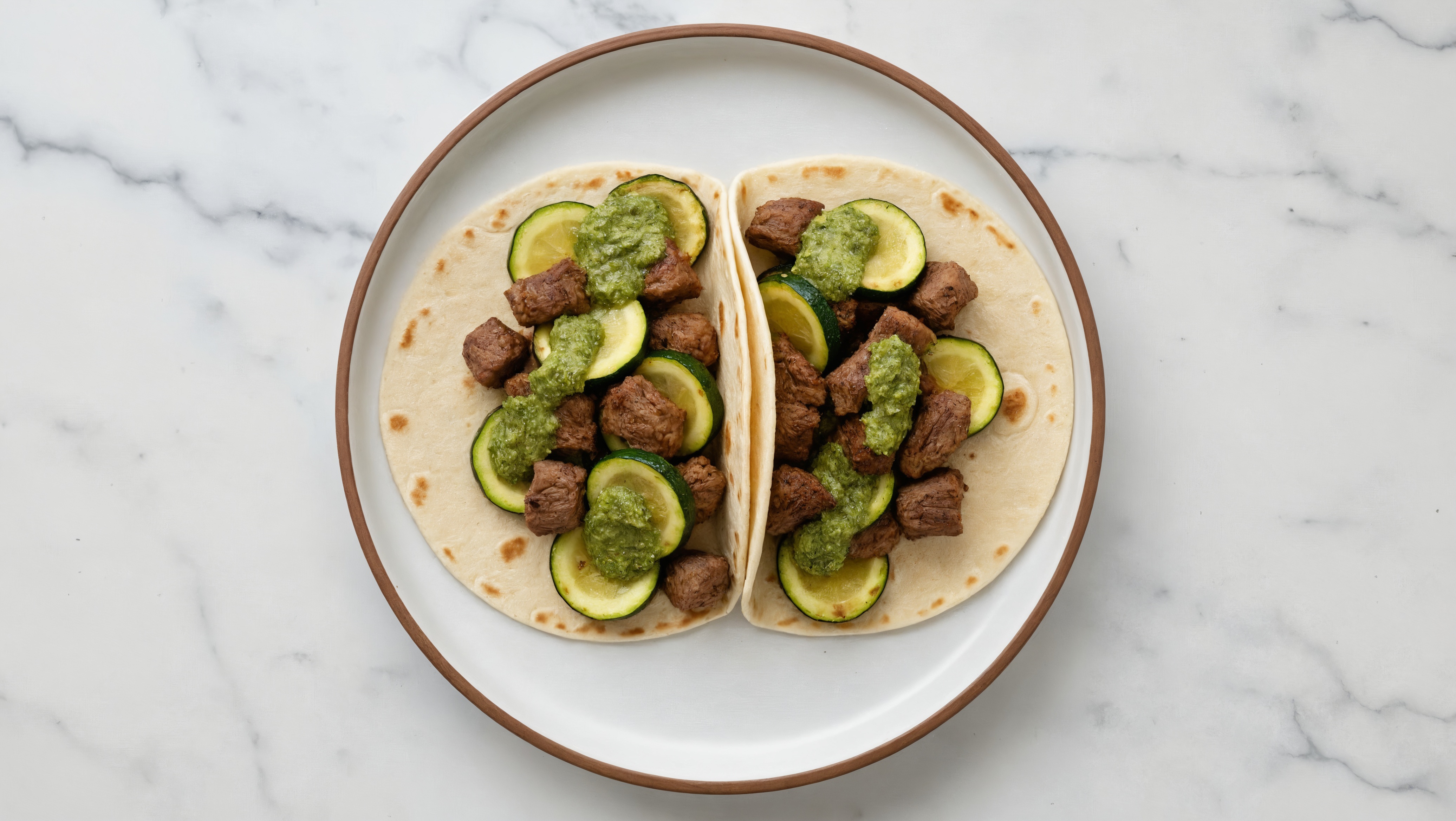 Chimichurri Beef + Zucchini Tacos