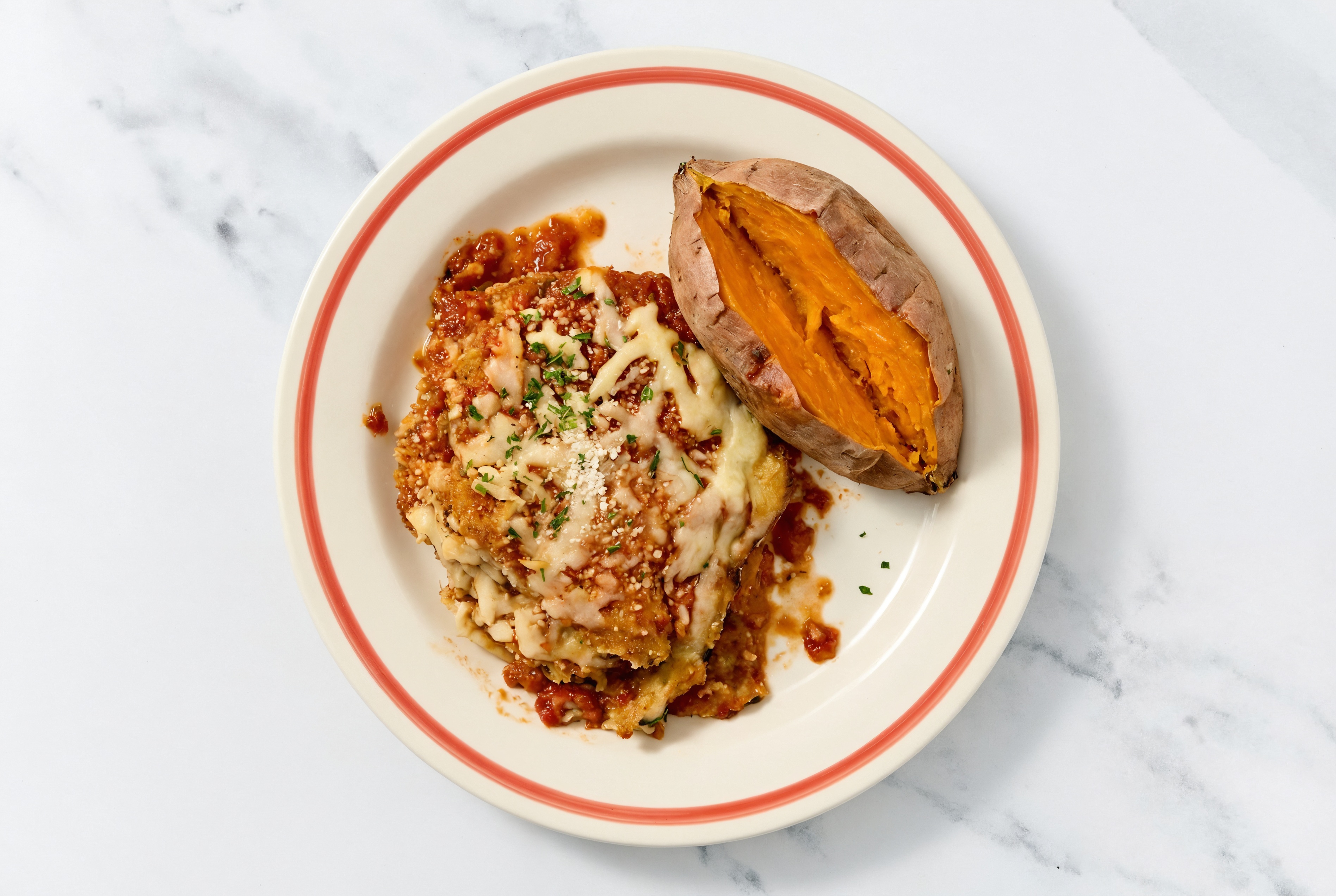 Eggplant Parmesan with Sweet Potato