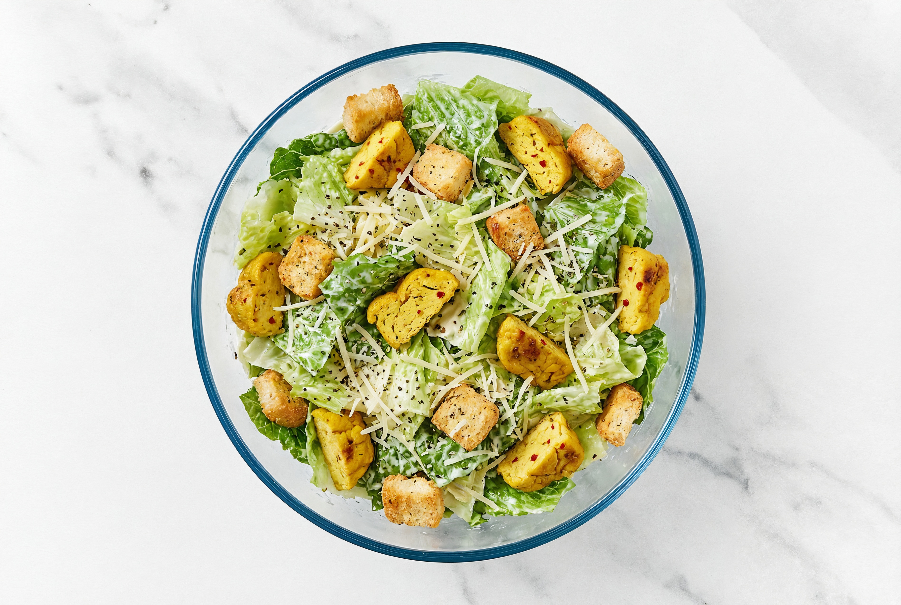 Caesar Salad with Braised Lemongrass Tofu