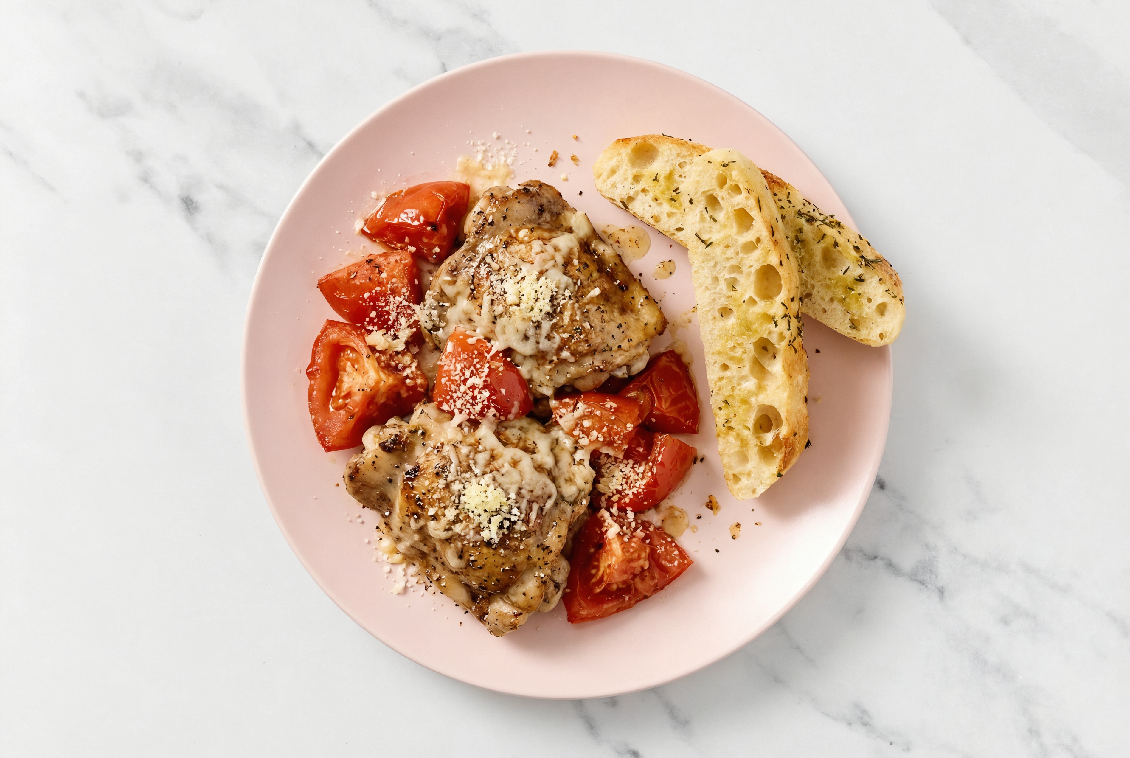 Herby Beefsteak Tomato Balsamic Chicken Thighs + Rosemary Focaccia