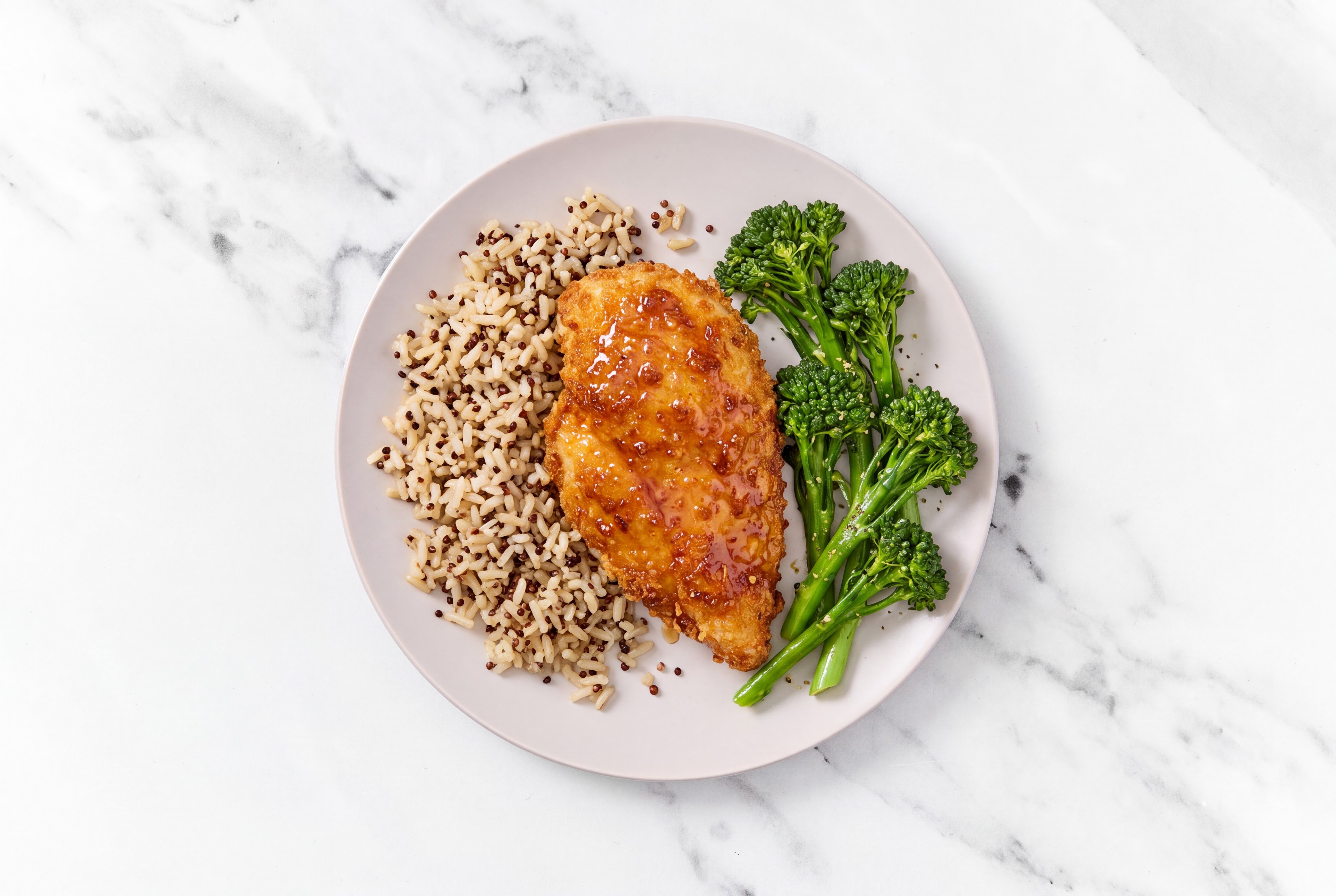 Hot Honey Breaded Chicken Cutlet with Baby Broccoli & Brown Rice