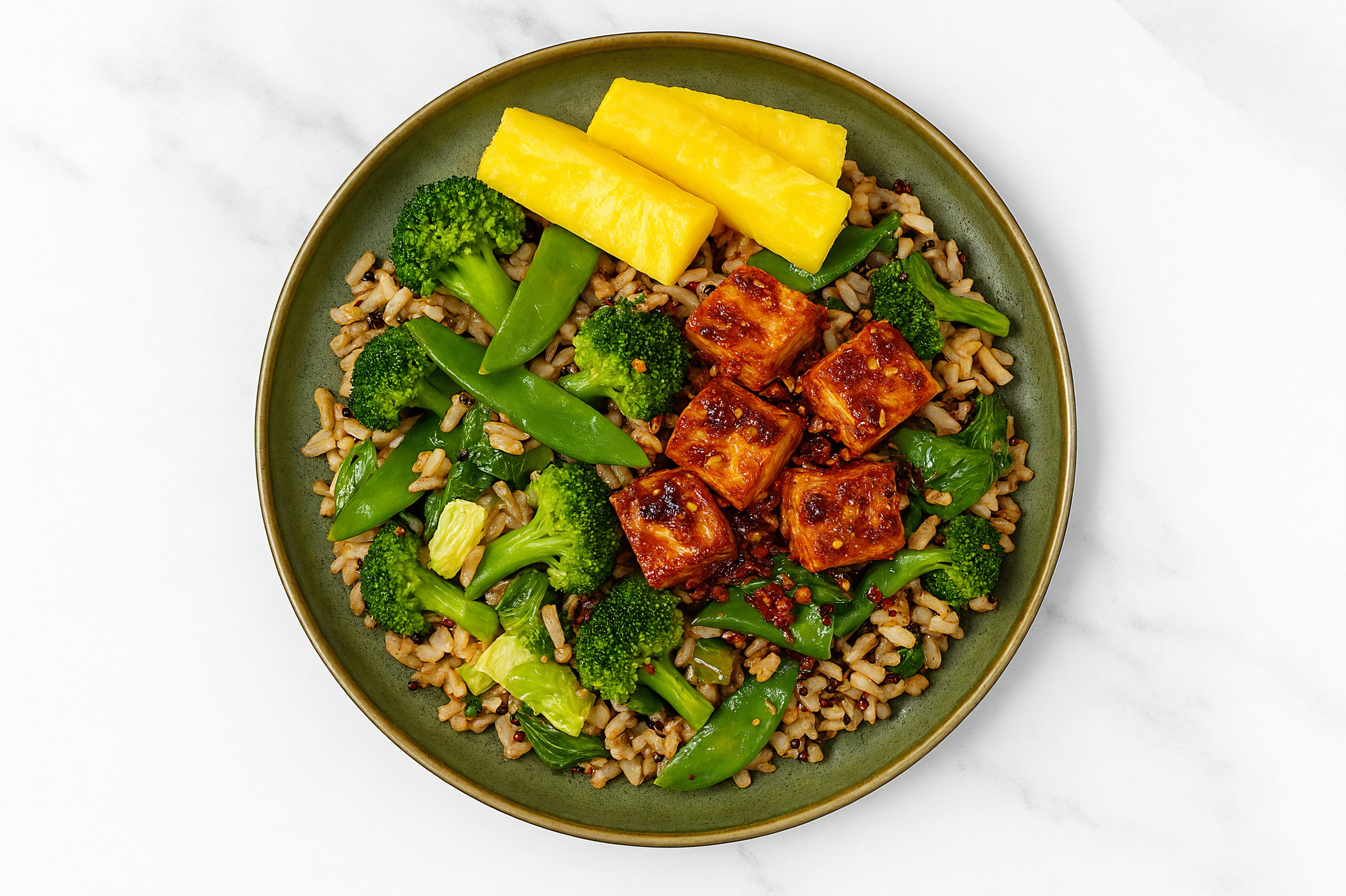 Chili Crisp Extra Firm Tofu Pineapple Grain Bowl