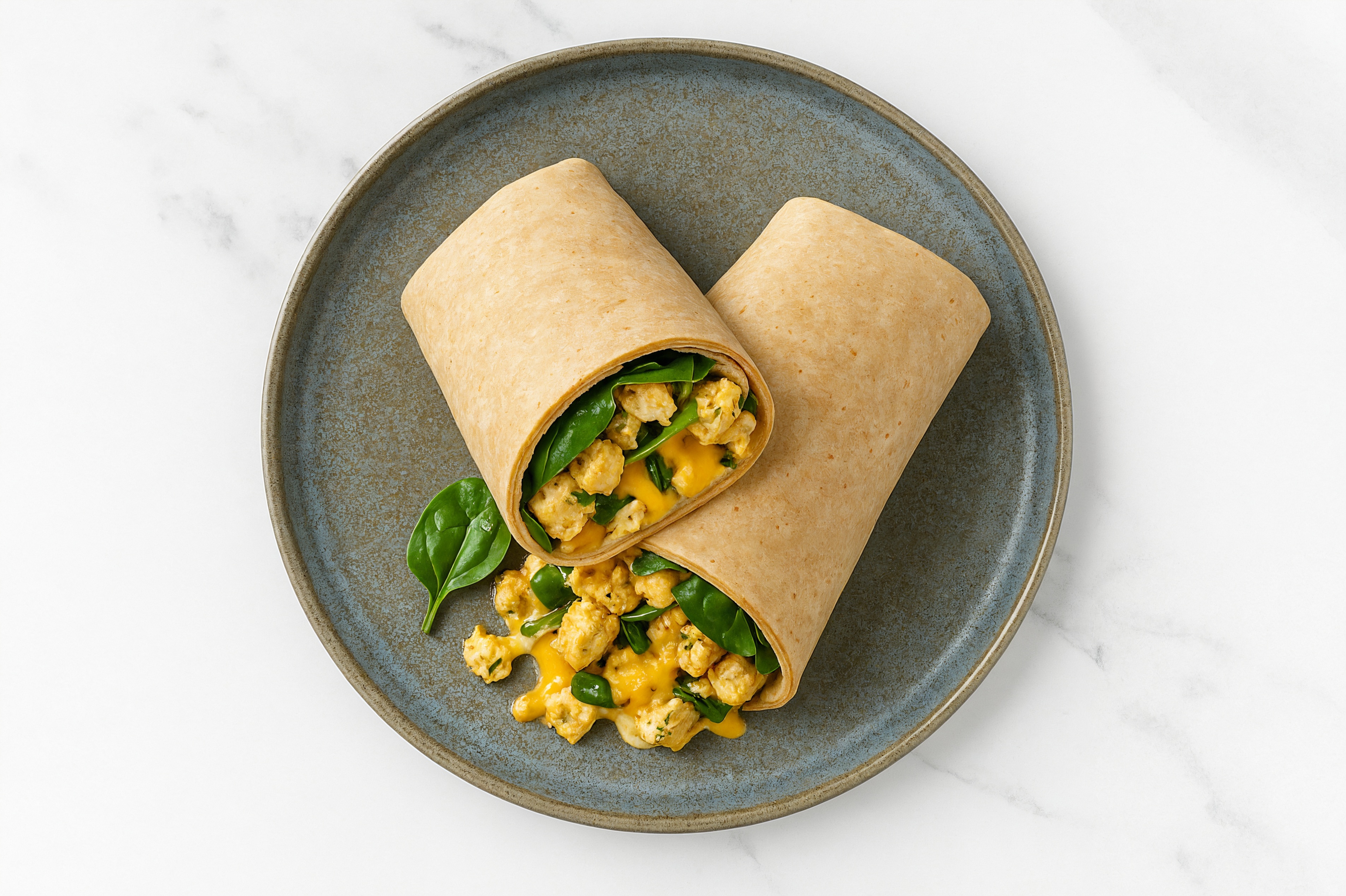Garlic Spiced Tofu + Cheddar Tortilla Wraps with Spinach