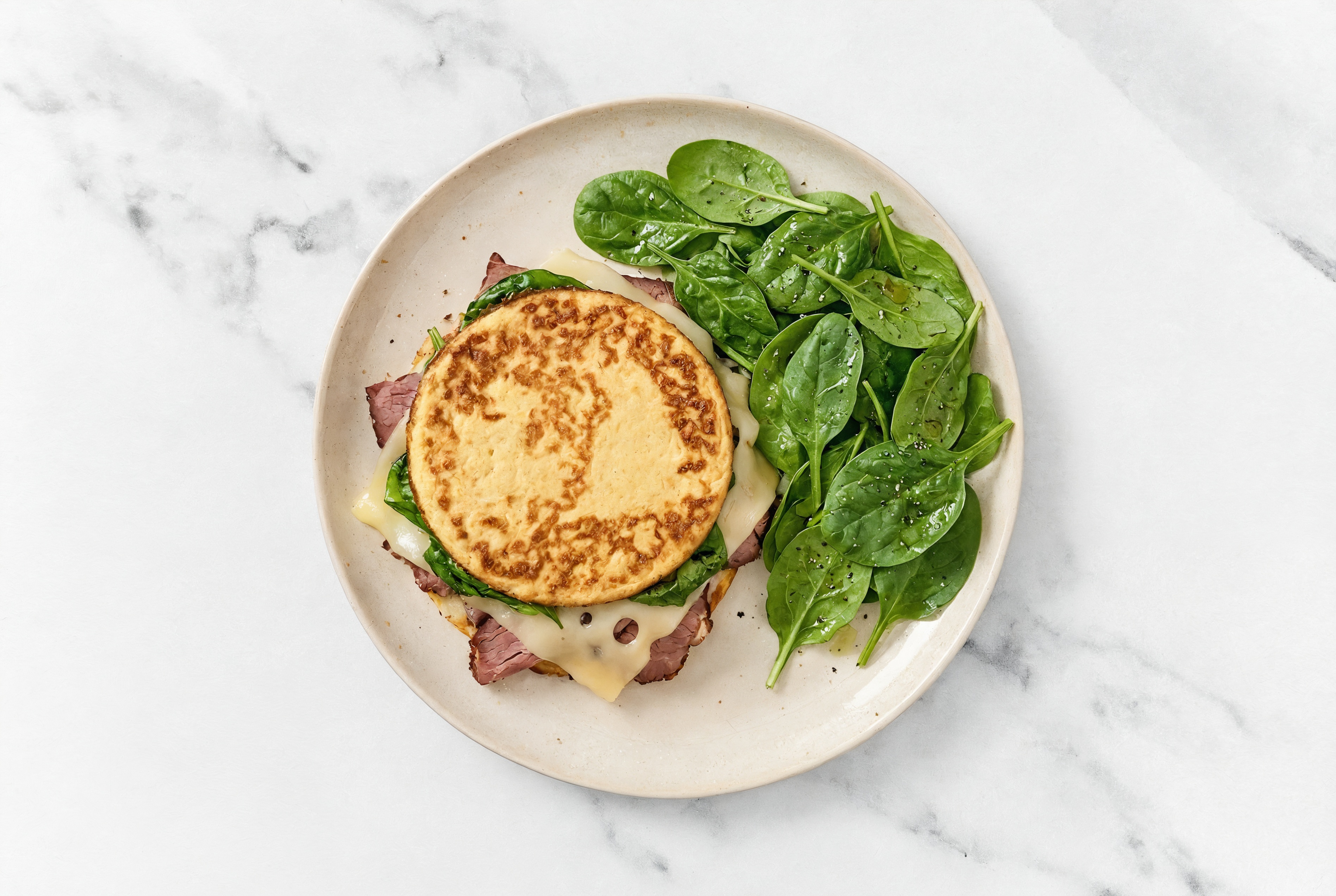 Roast Beef + Swiss Cauliflower Sandwich Rounds