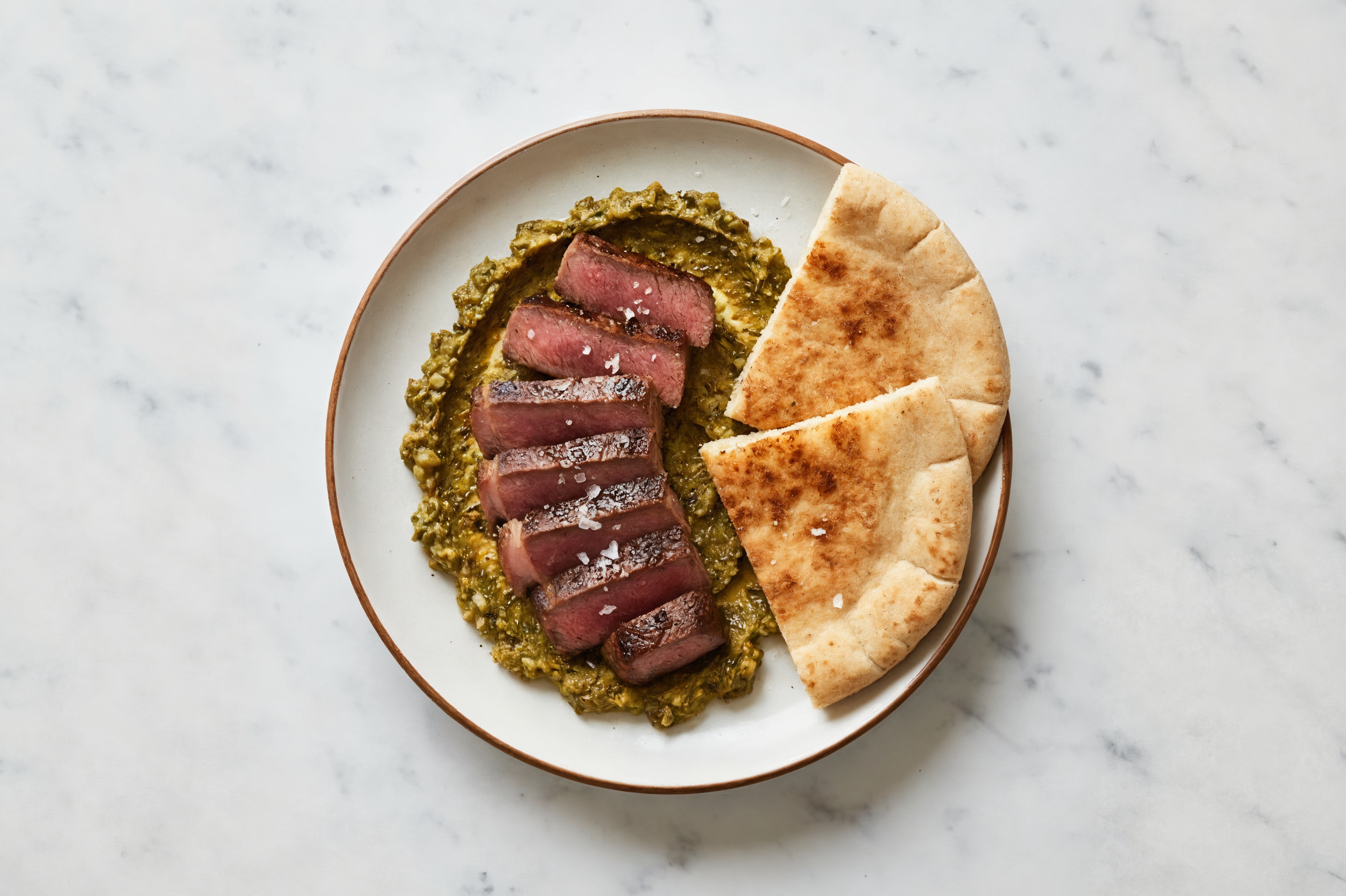 Wagyu Ribeye Steak Whole Grain Pita Pockets + Roasted Garlic-Olive Tapenade