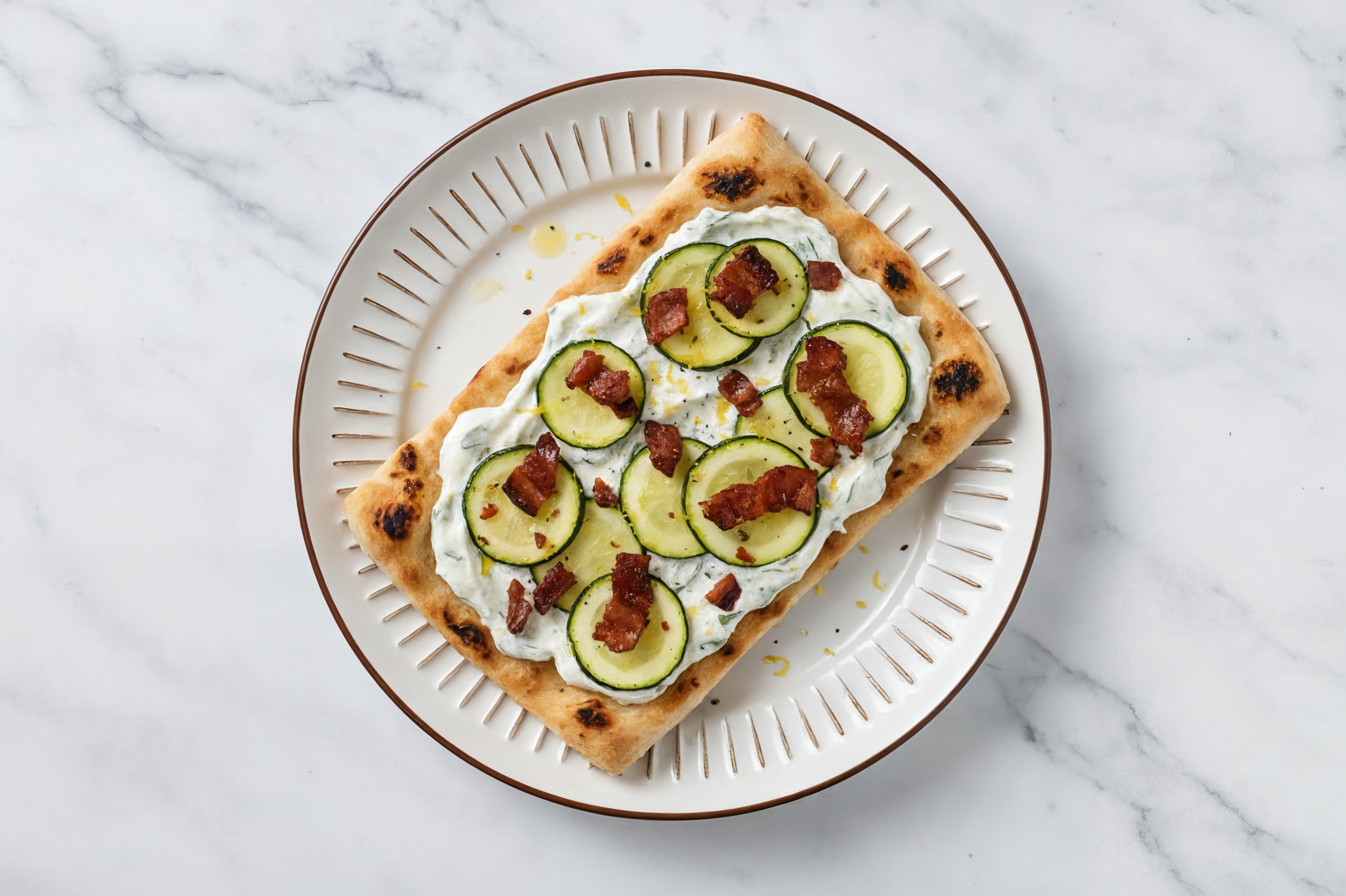 Lemony Zucchini + MyBacon Tzatziki Flatbread