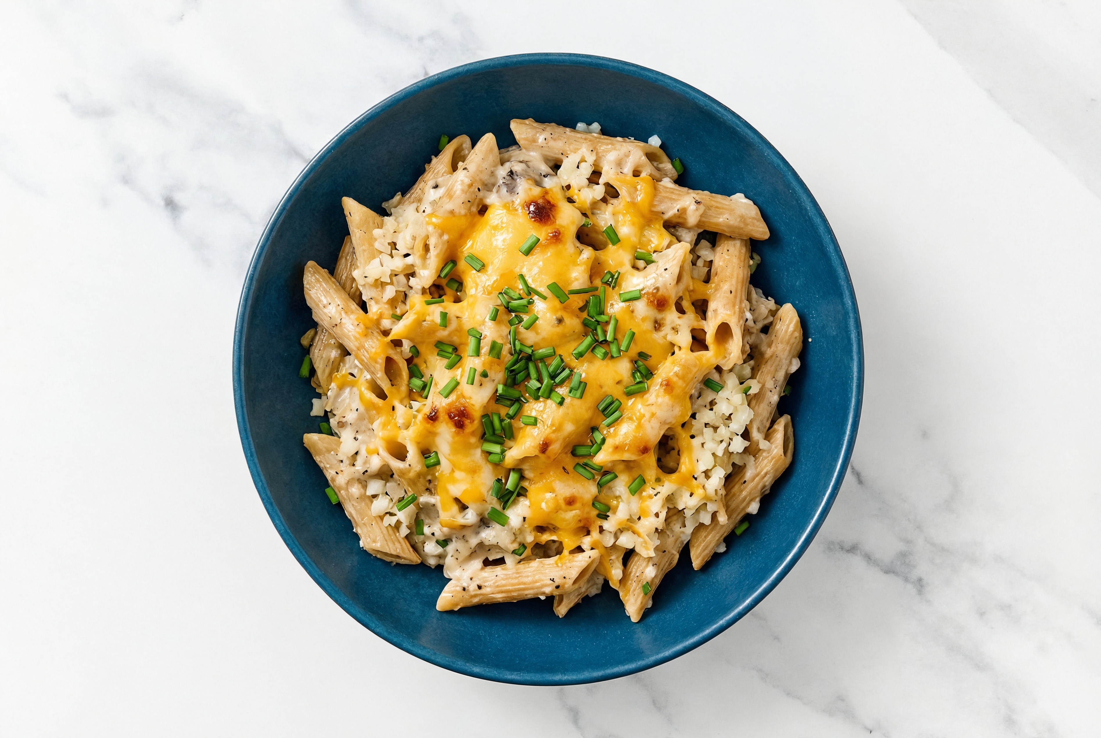Hearty Baked Cauliflower Mac 'n Cheese with Shredded Sharp Cheddar Cheese