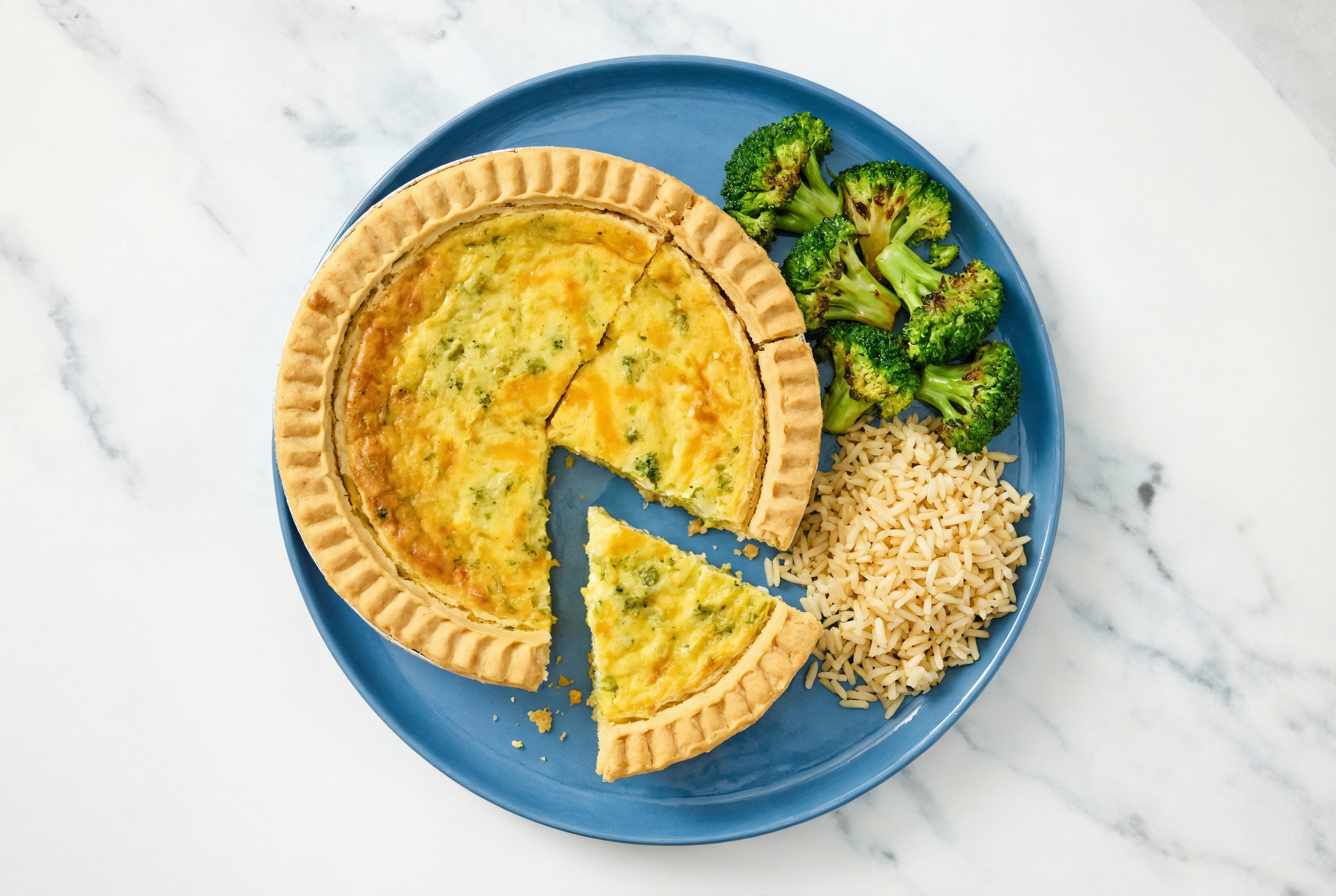 Broccoli & Cheddar Quiche with Broccoli & Bone Broth Rice