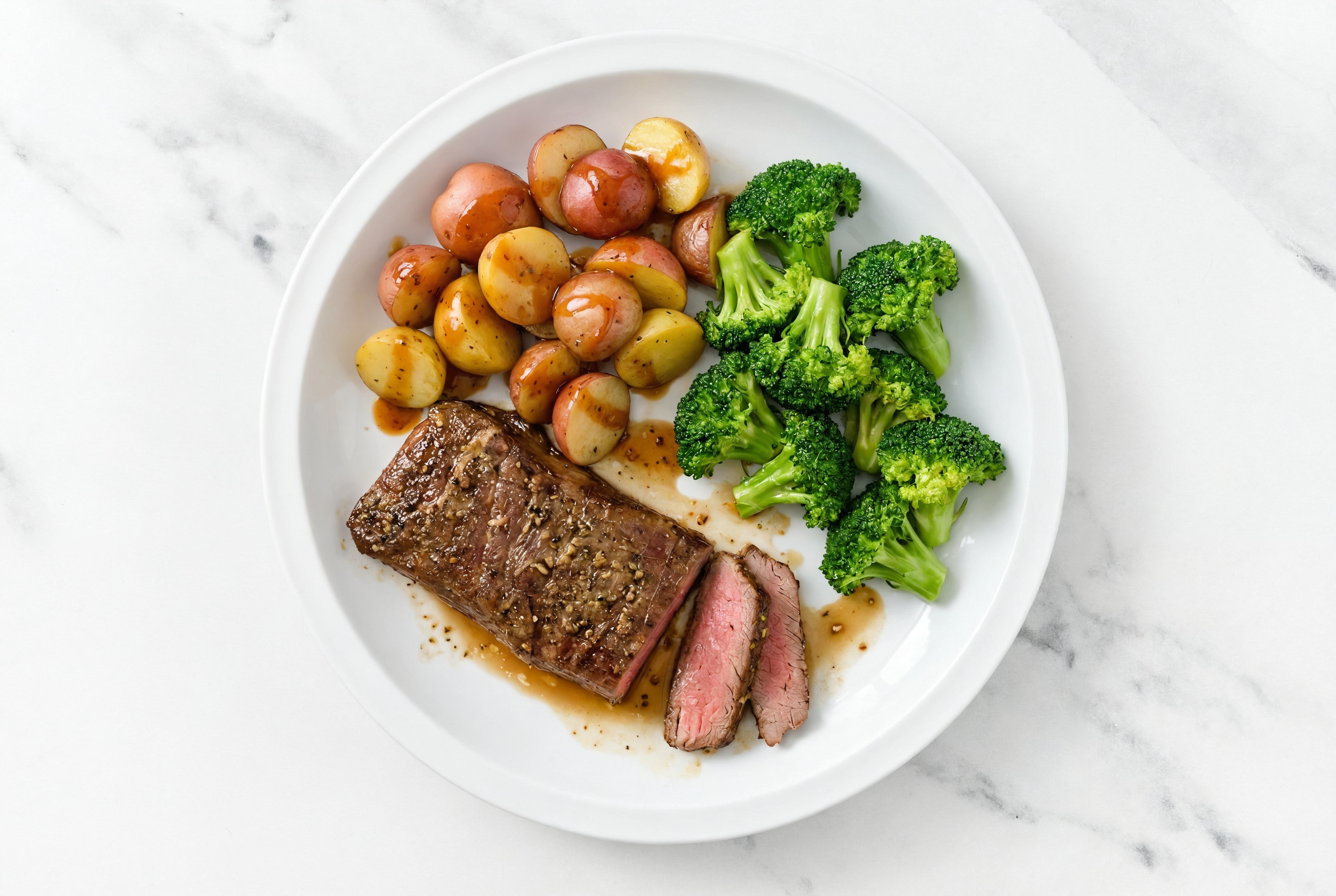 Flank Steaks with Hickory Potatoes + Broccoli