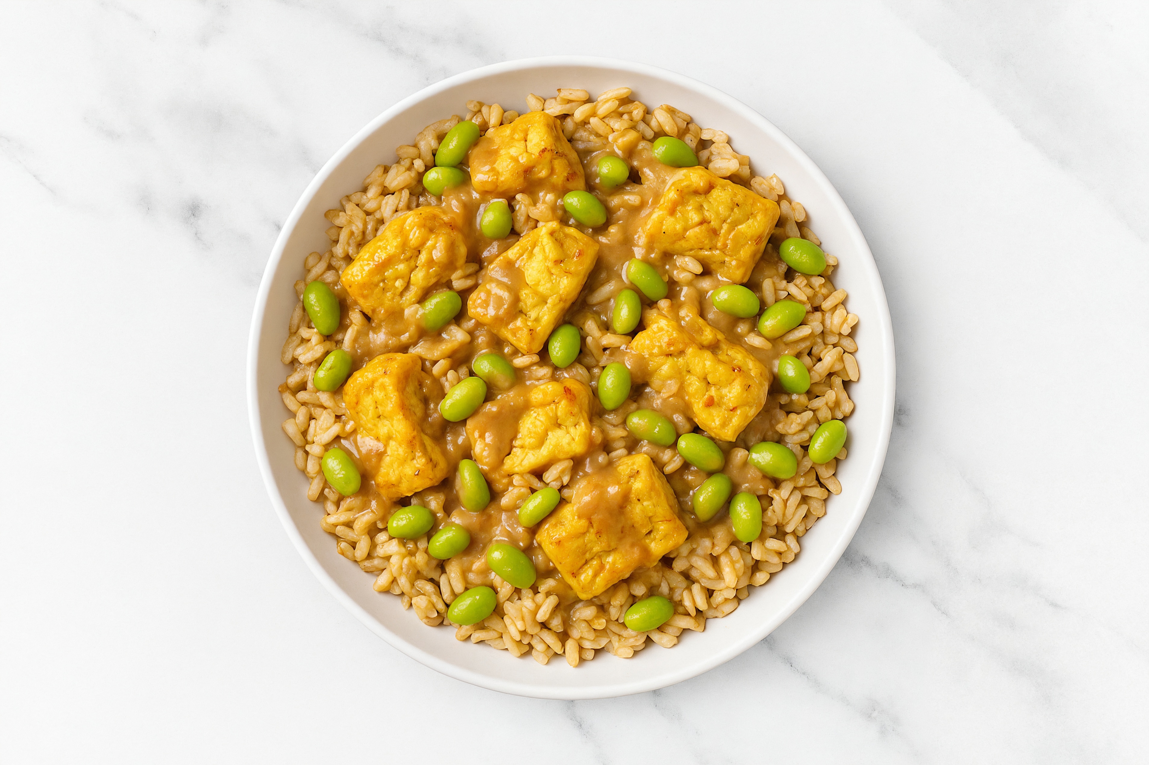 Thai Peanut Edamame + Tofu Nugget Grain Bowl