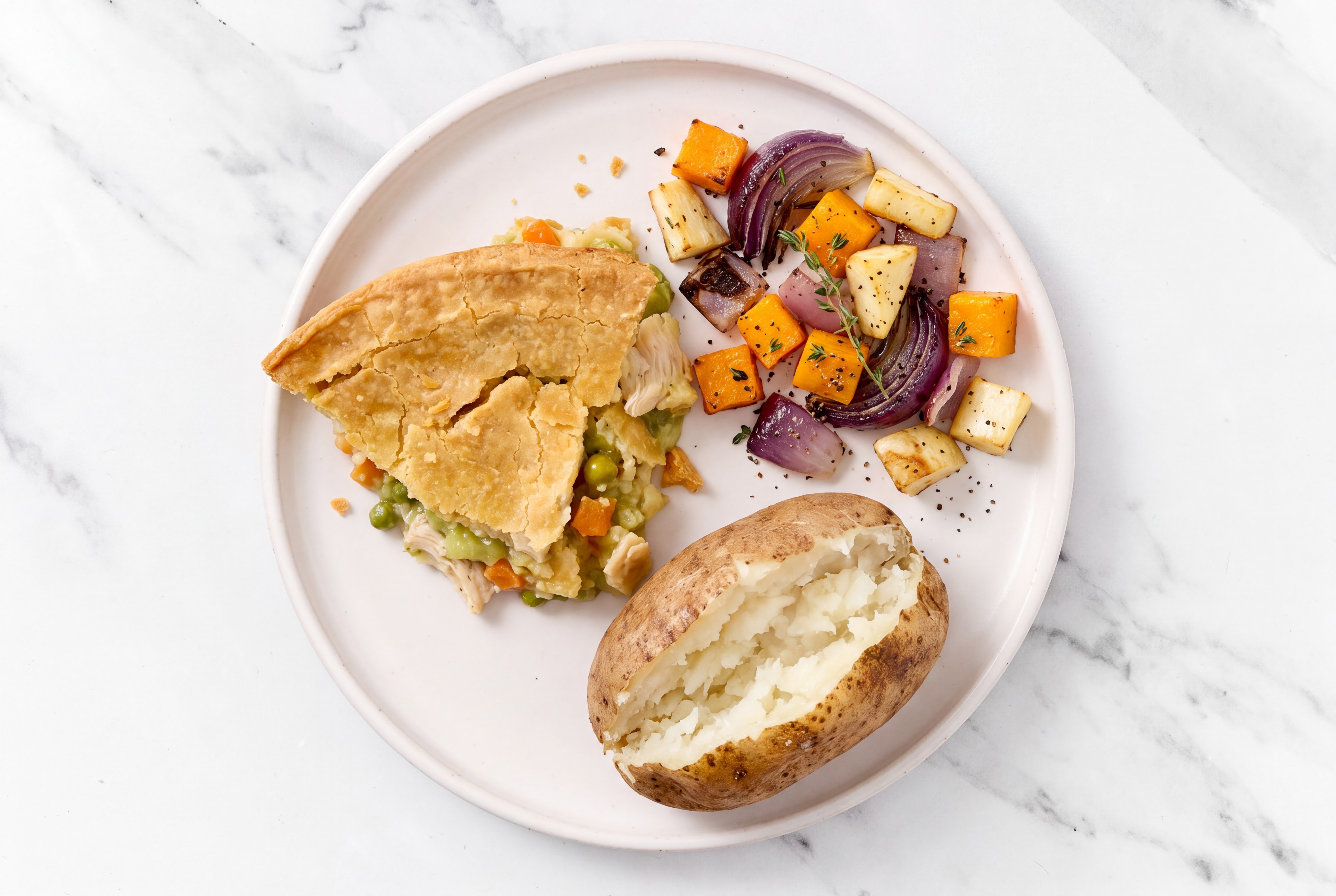 Chicken Pot Pie with Roasting Veggies & Russet Potato