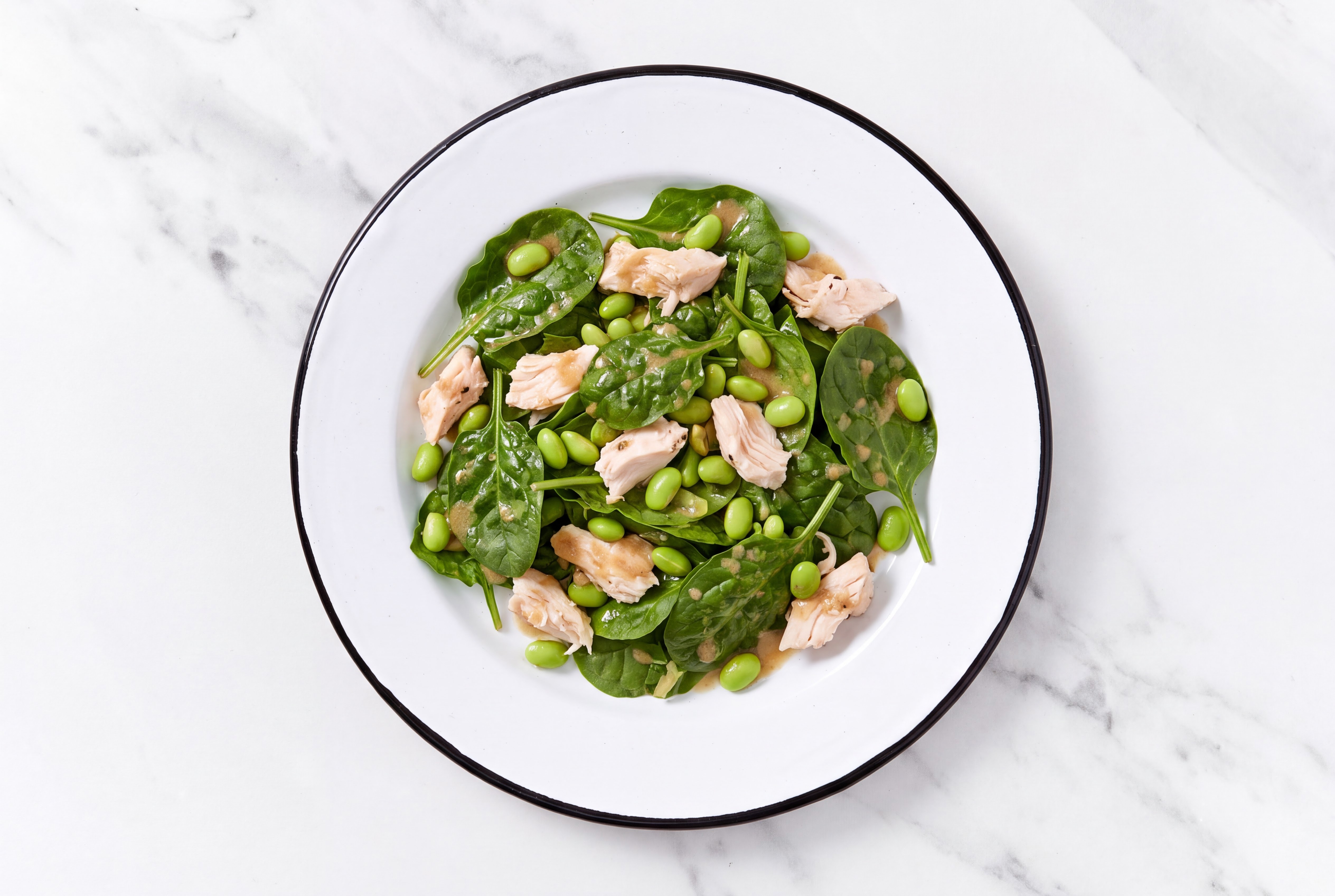 Ginger Ponzu Chicken + Edamame Spinach Salad