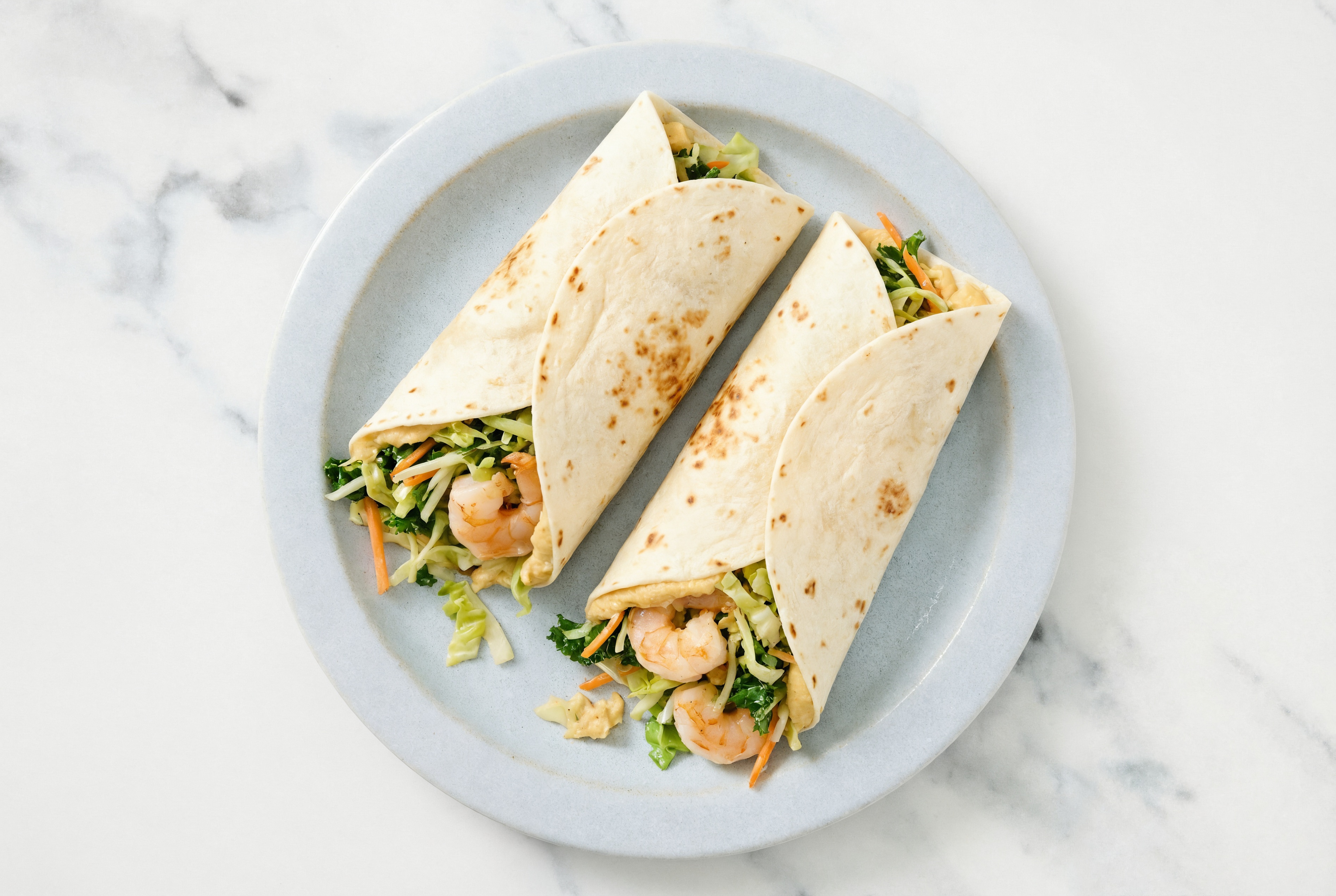 Medium Cooked Shrimp + French Onion Hummus Wrap