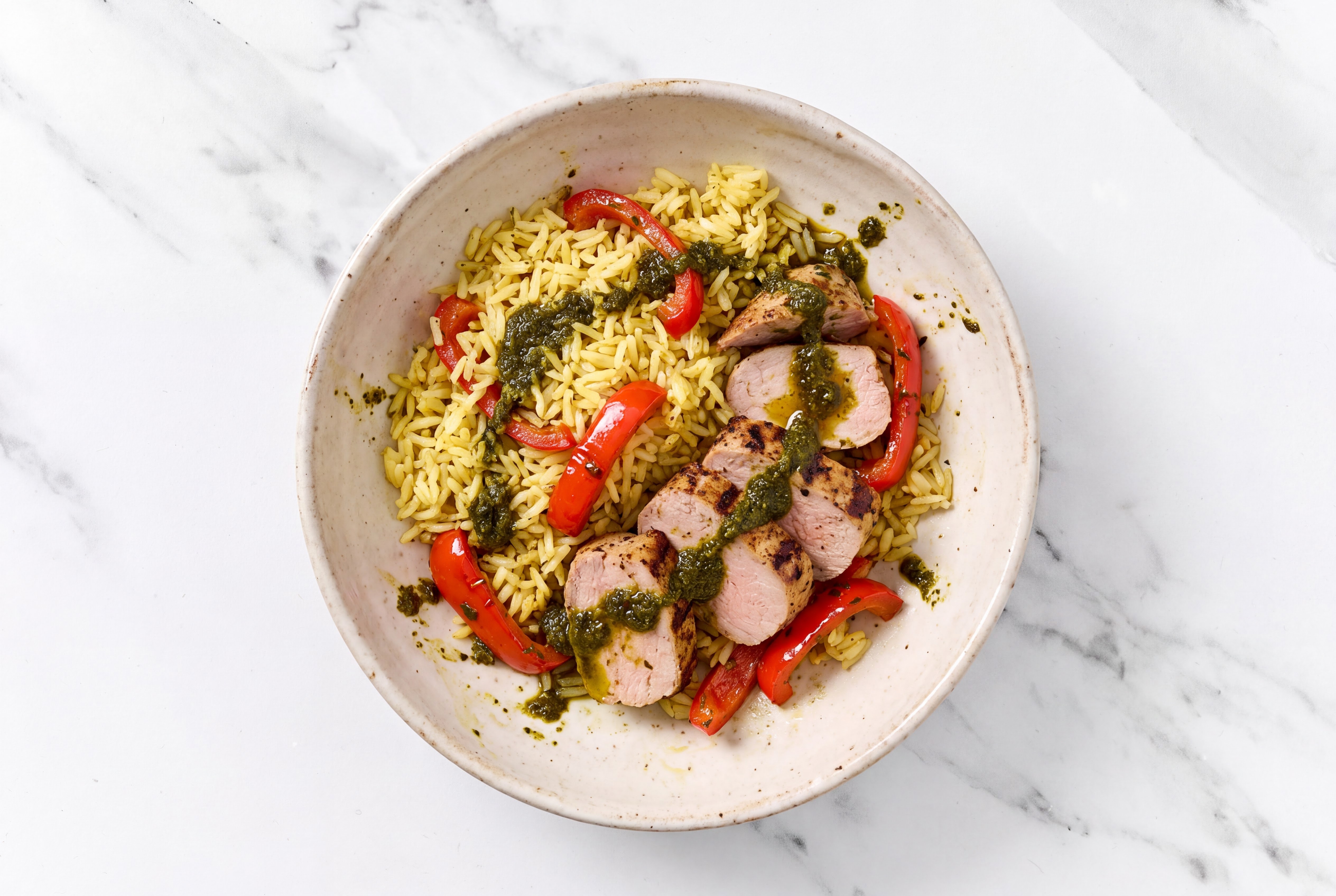 Grilled Pork Tenderloin + Zhoug Jasmine Rice Bowl