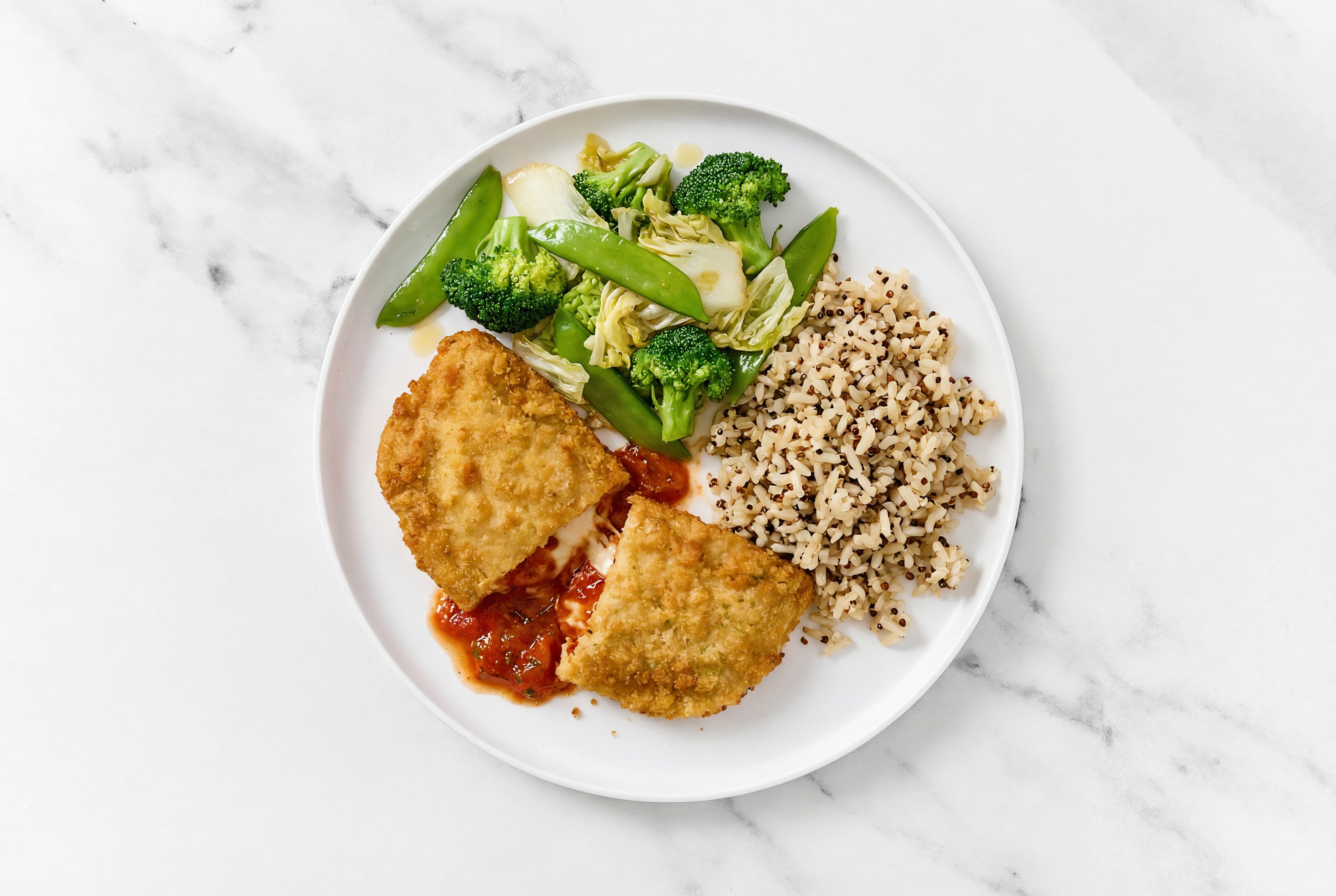 "Chicken" Parm with Bok Choy & Quinoa Blend