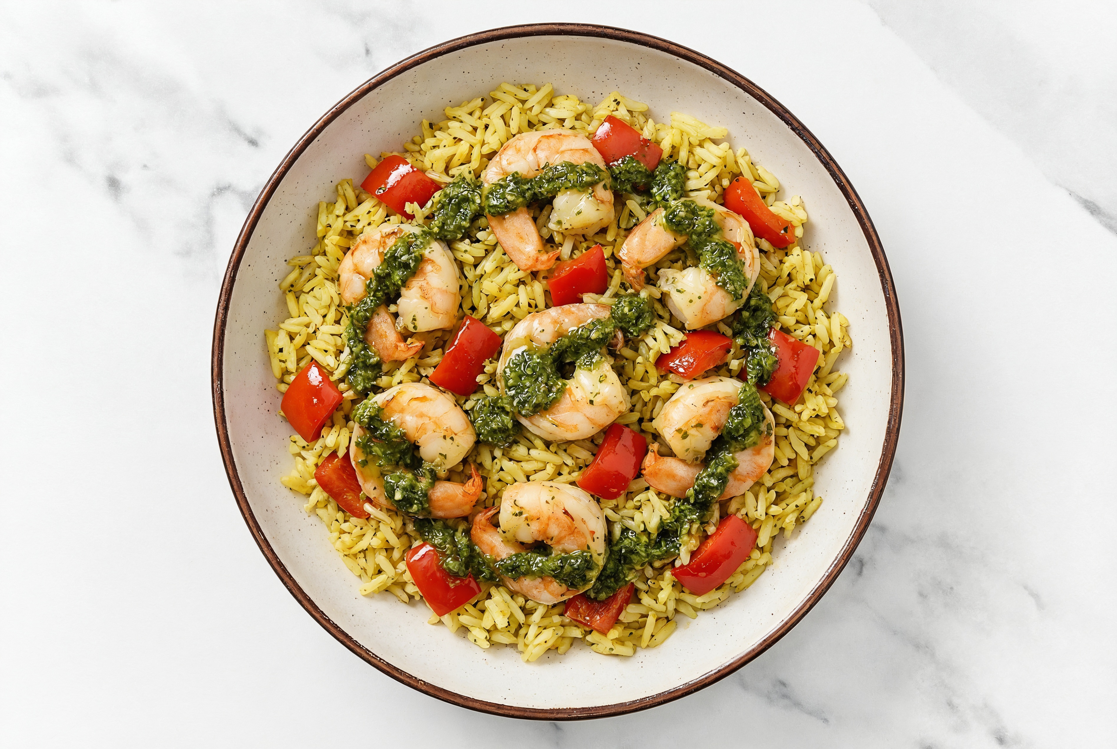 Herby Medium Cooked Shrimp Fajita Seasoned Jasmine Rice Bowl
