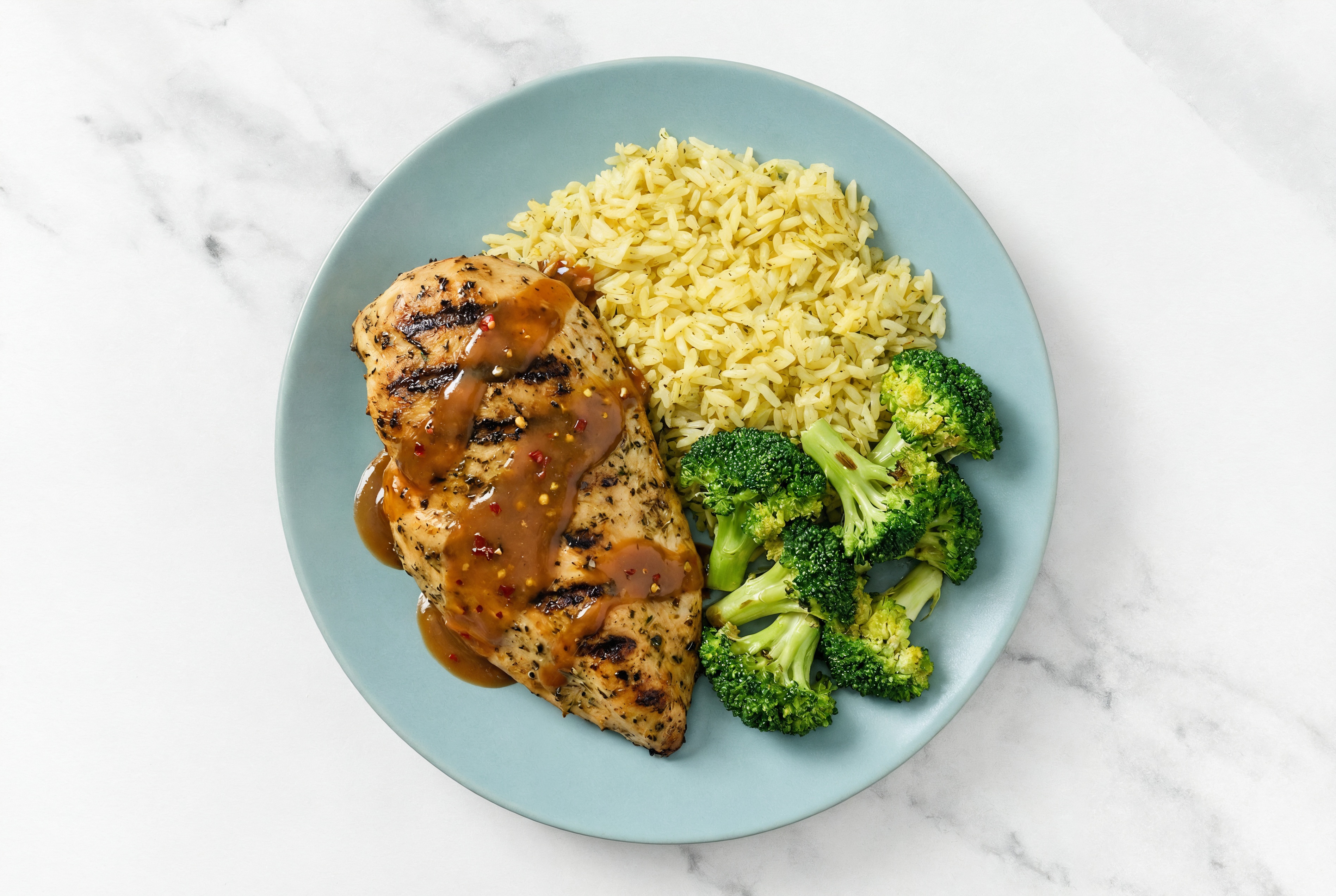 Chicken Mediterranean Grilled Breast Grain Bowl with Organic Broccoli & Sesame Ginger