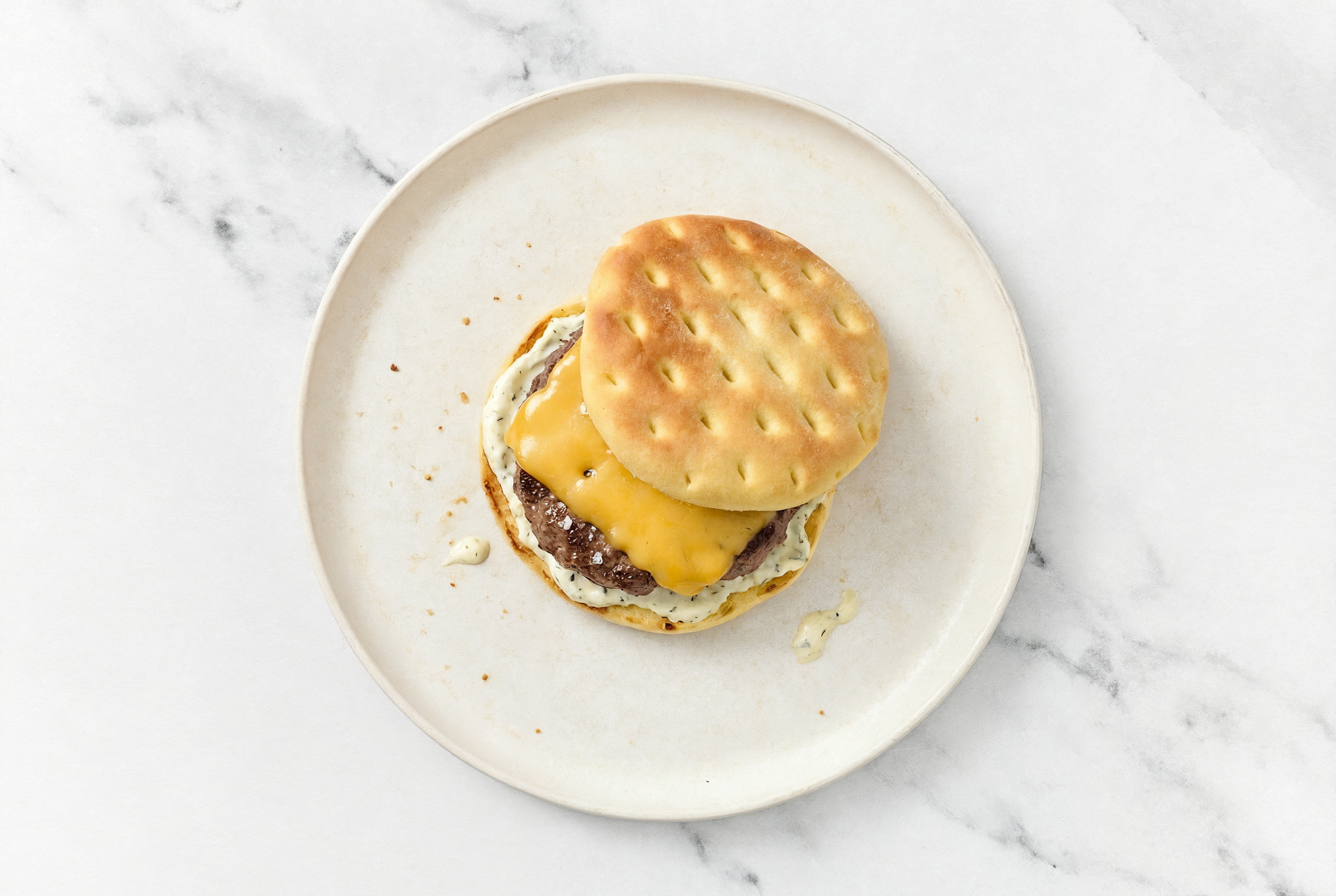 Classic Cheese Burger with Creamy Garliky Spread with Wagyu Beef Patties