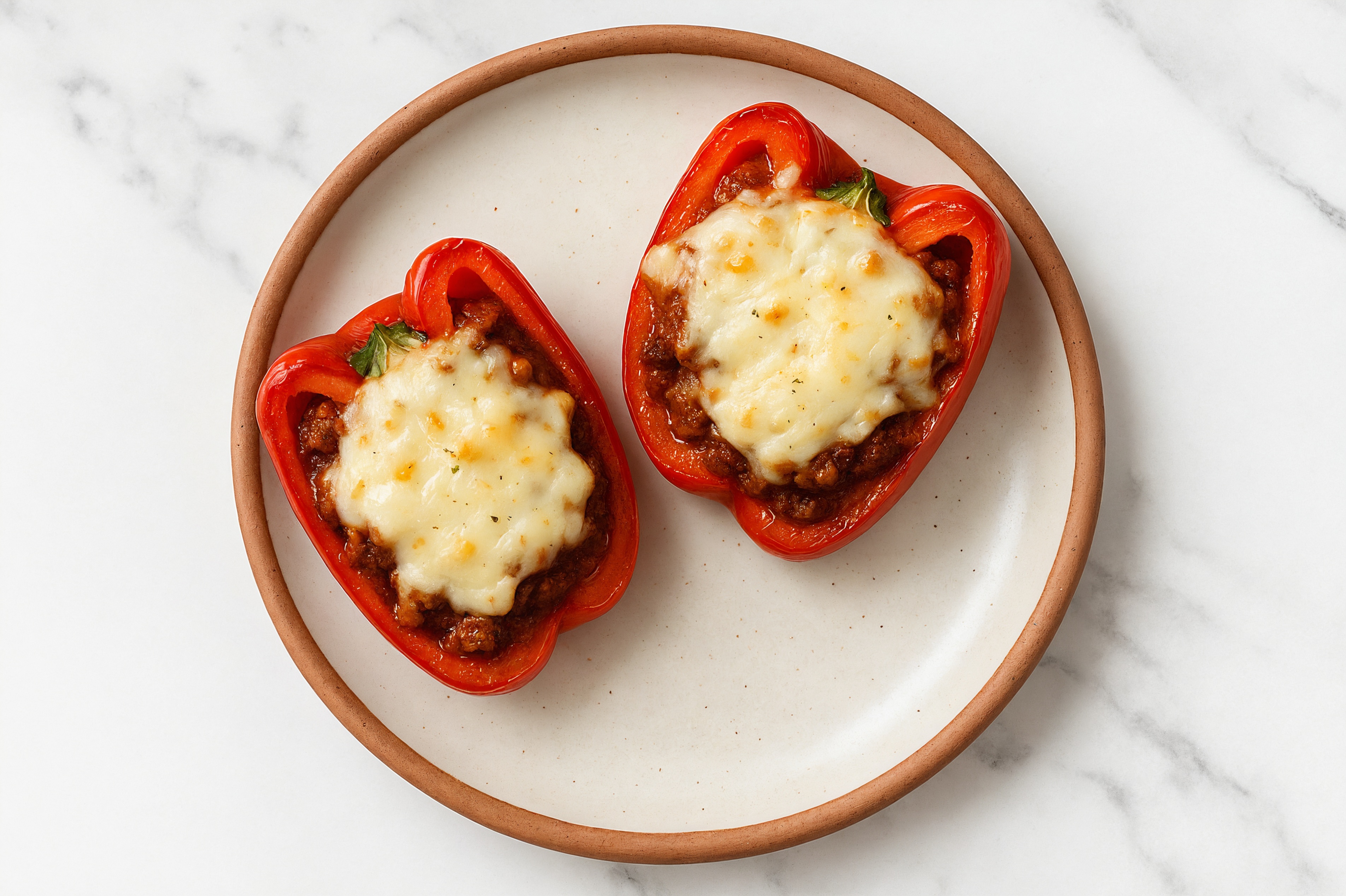 Vegan Pizza Stuffed Organic Peppers with The Beyond Burger
