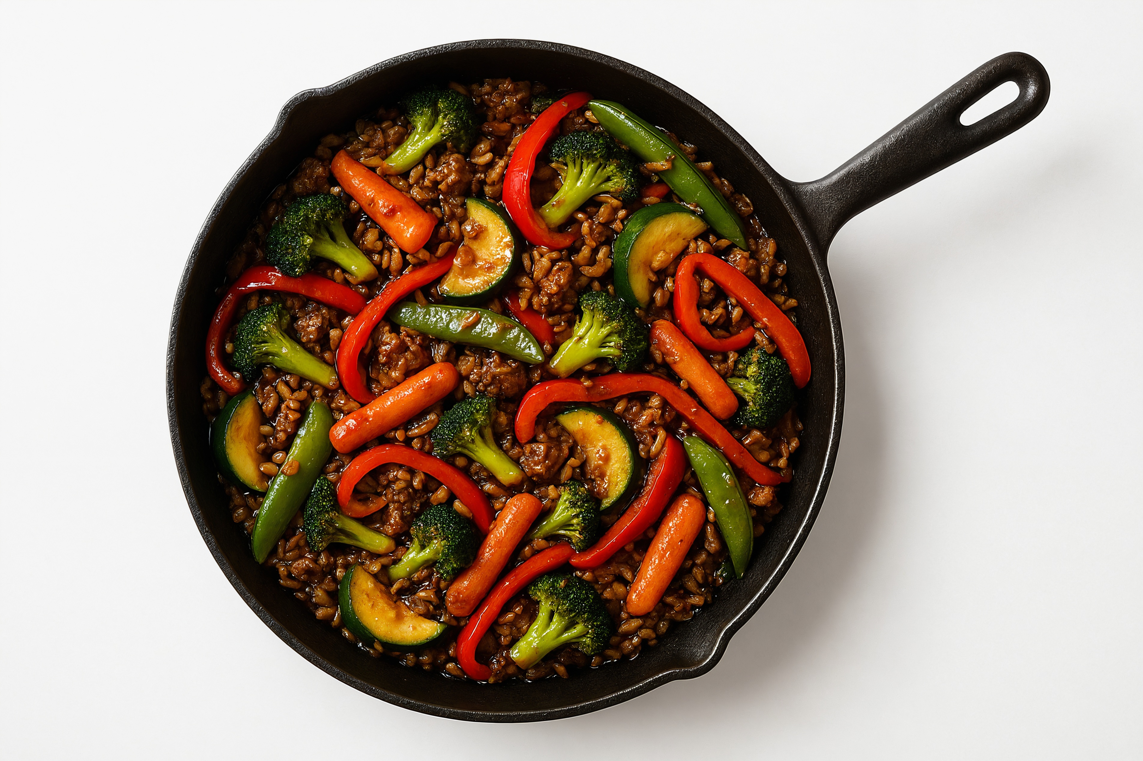 Herby Japanese Bbq Veggie + Ground Beef Patties Stir-Fry