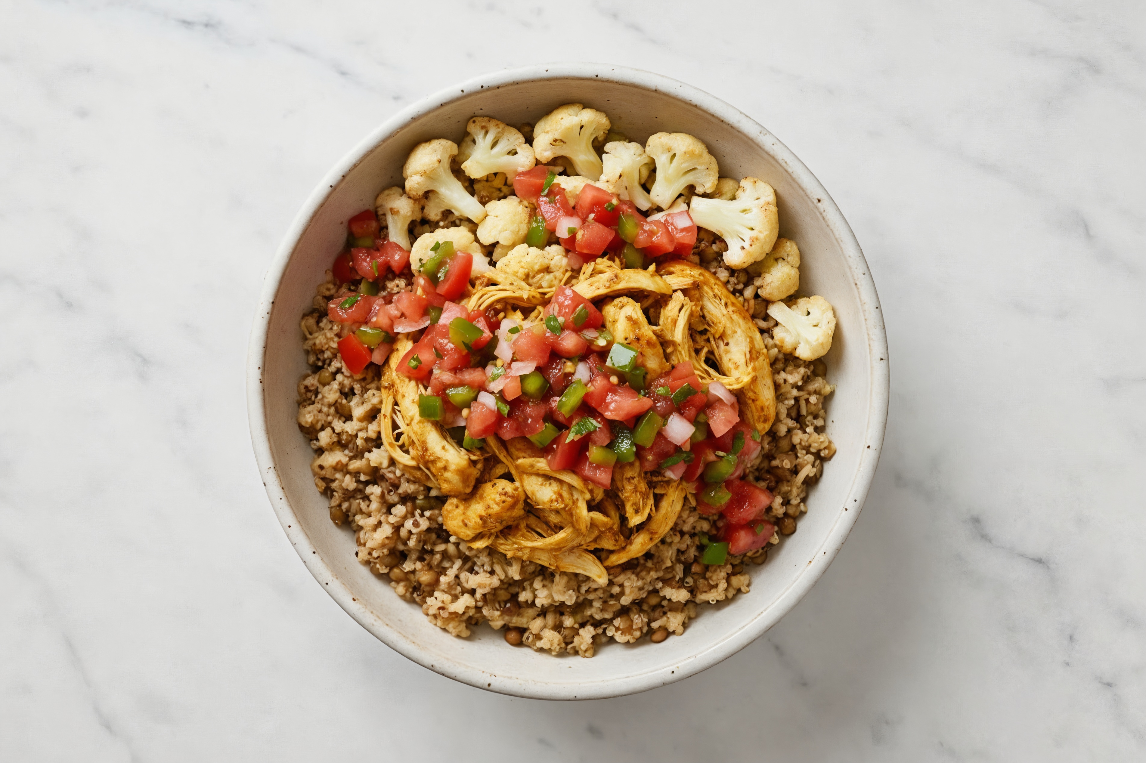 Chicken Lentil Bowl with Salsa & Cauliflower